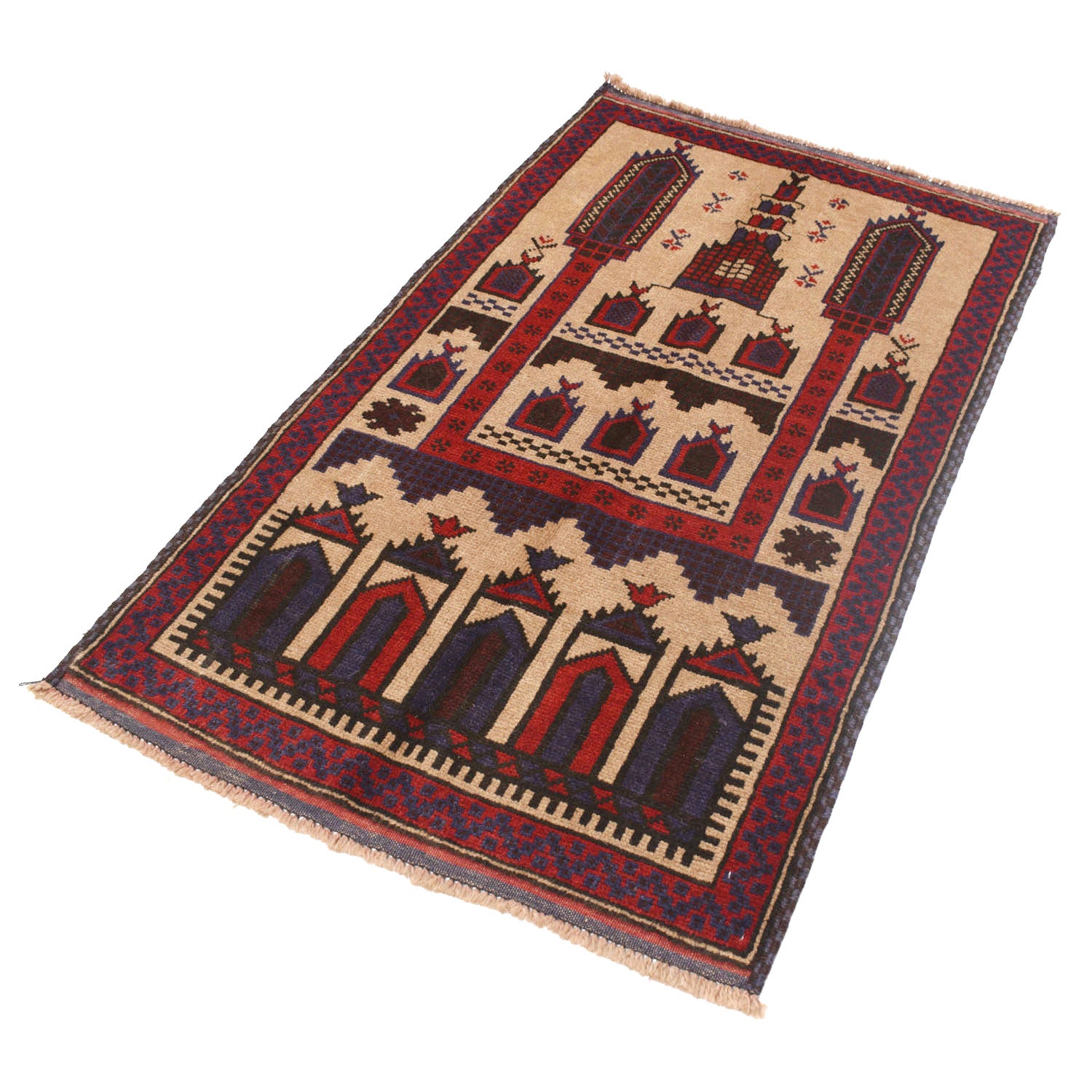 Handmade Prayer Rug 2' 10" x 4' 8" ft / 86 x 141 cm - W11792