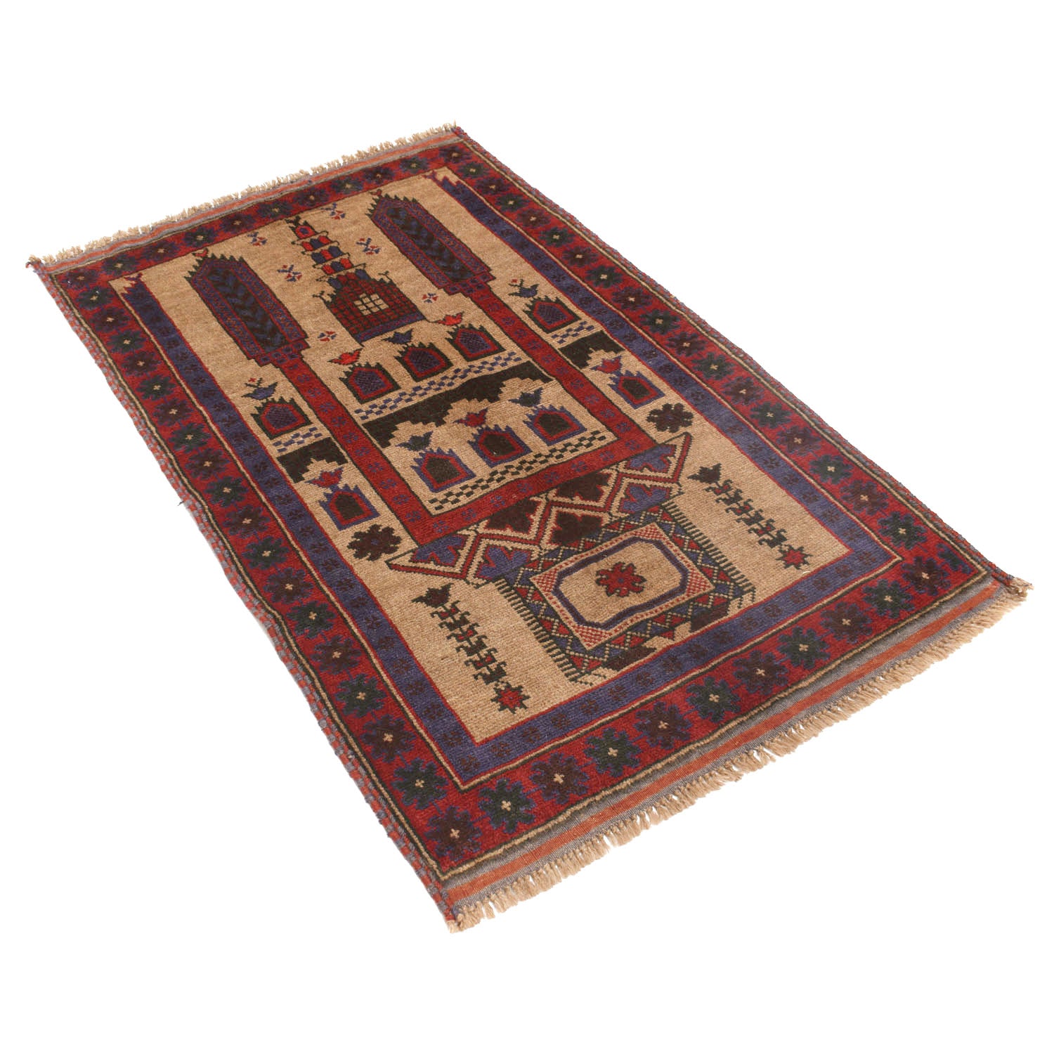 Small Prayer Carpet 2' 10" x 4' 5" ft / 87 x 135 cm - No. W11798