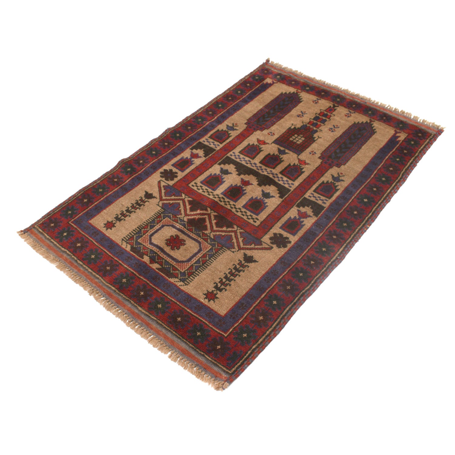Small Prayer Carpet 2' 10" x 4' 5" ft / 87 x 135 cm - No. W11798
