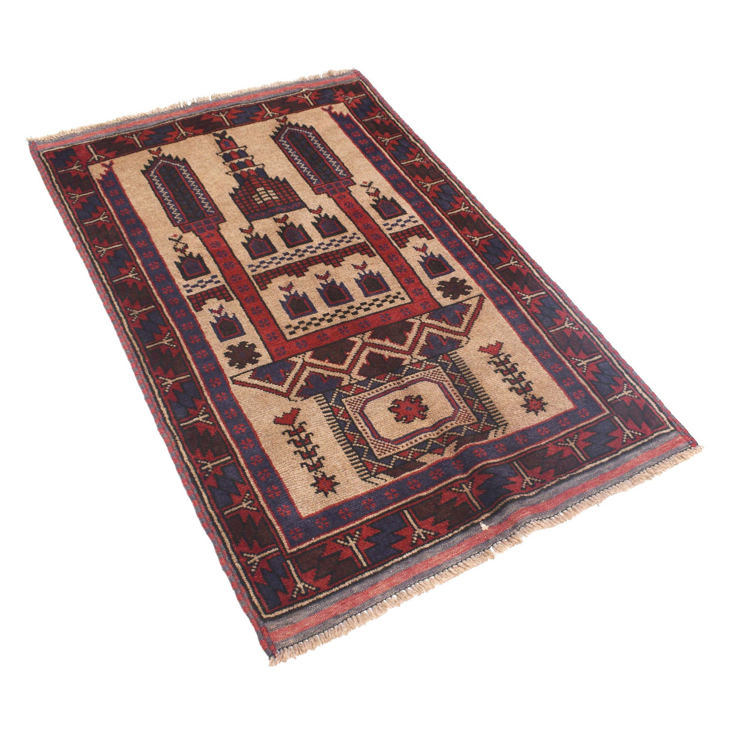 Small Prayer Carpet 2' 11" x 4' 3" ft / 88 x 130 cm - No. W11813