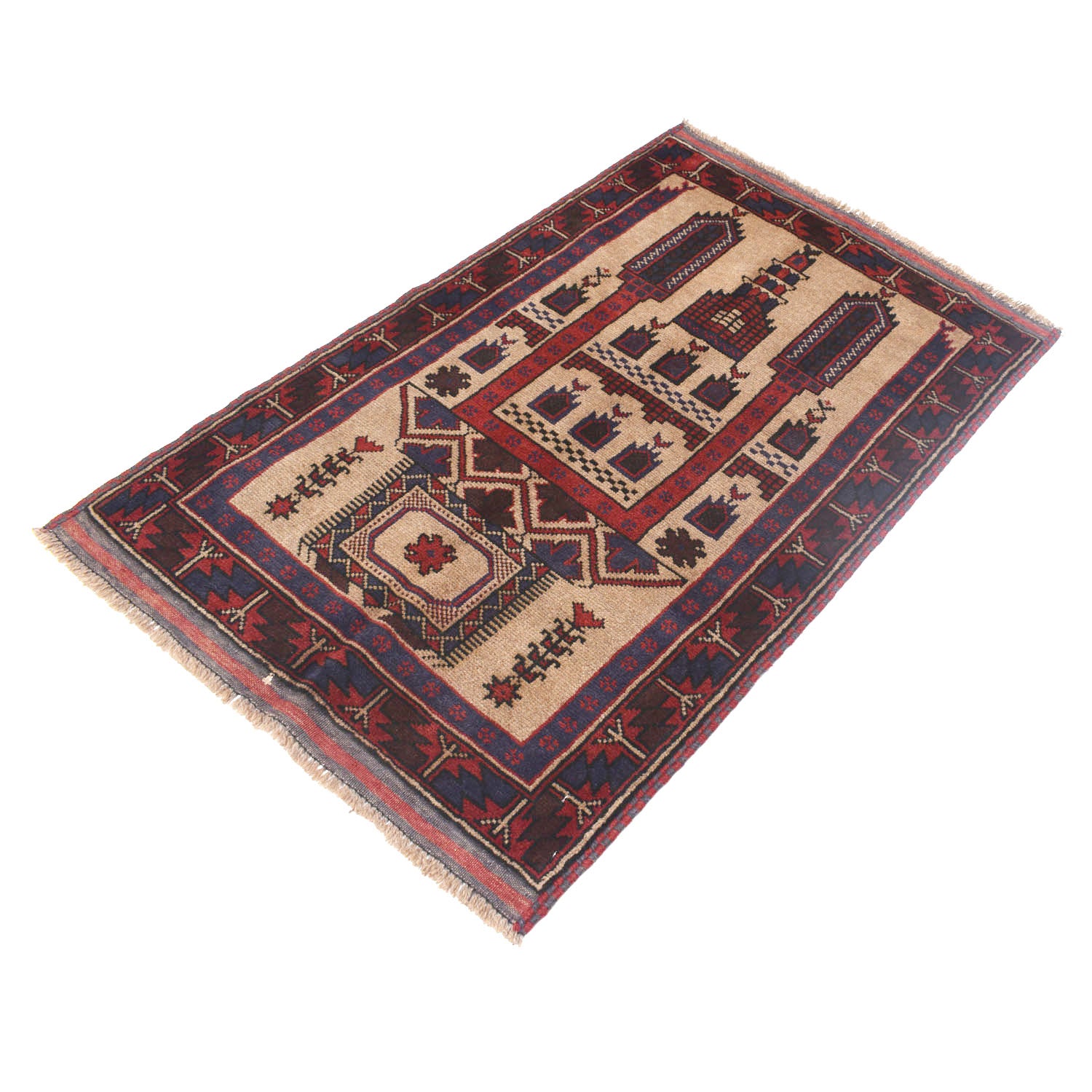 Small Prayer Carpet 2' 11" x 4' 3" ft / 88 x 130 cm - No. W11813