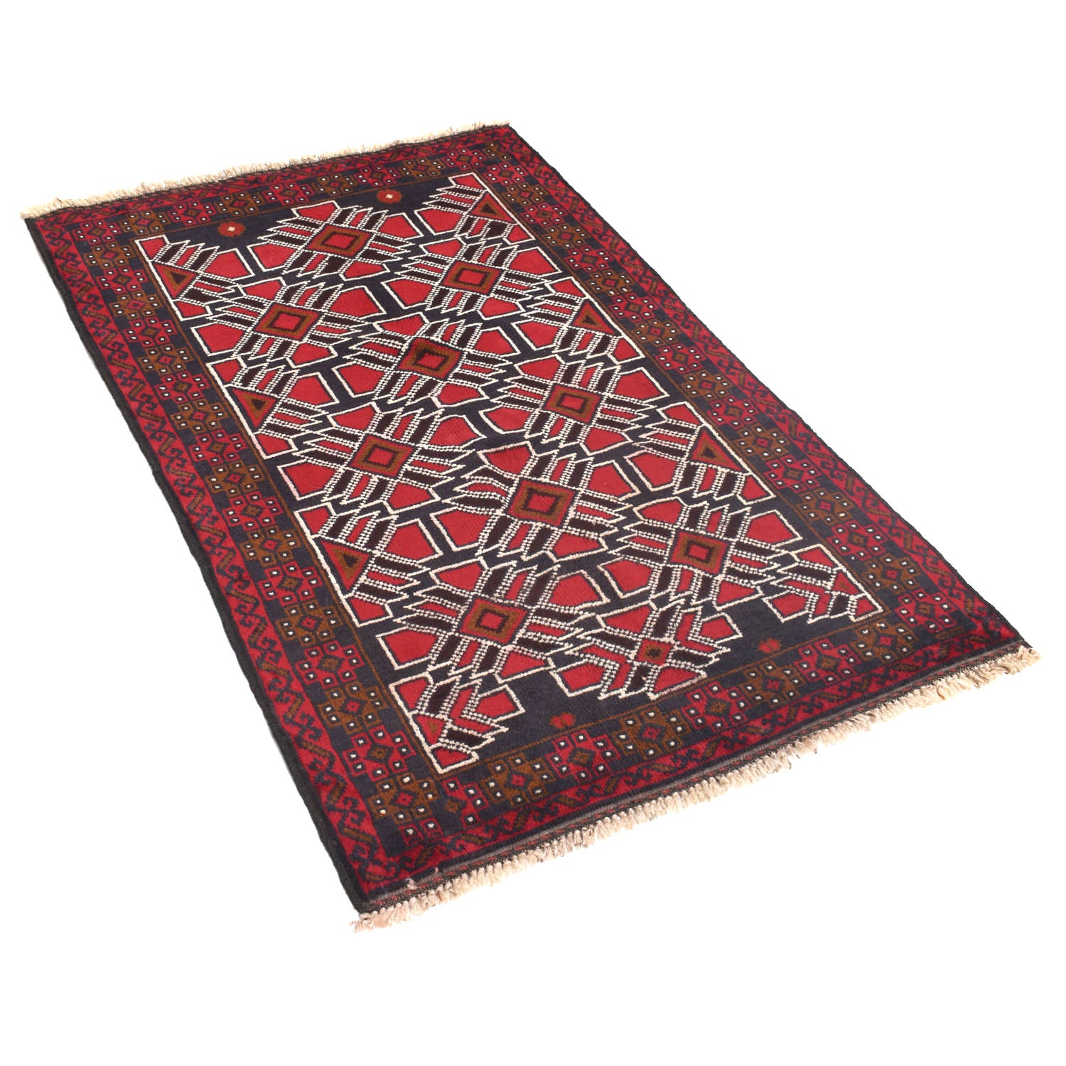 Tribal Baloch Rug 2' 11" x 4' 7" ft / 88 x 140 cm - No. W11835