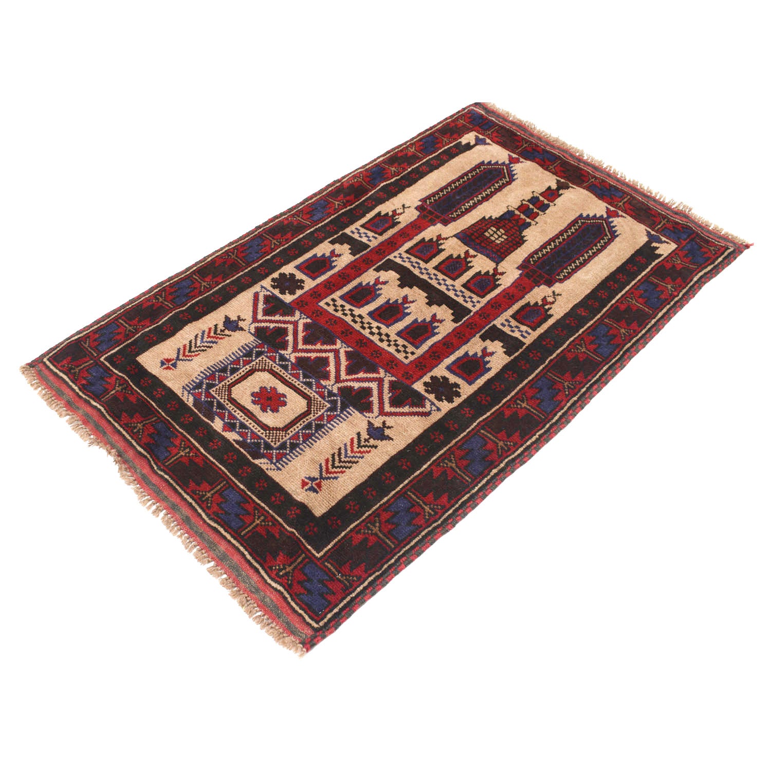 Small Prayer Carpet 2' 9" x 4' 6" ft / 84 x 138 cm - No. W11861