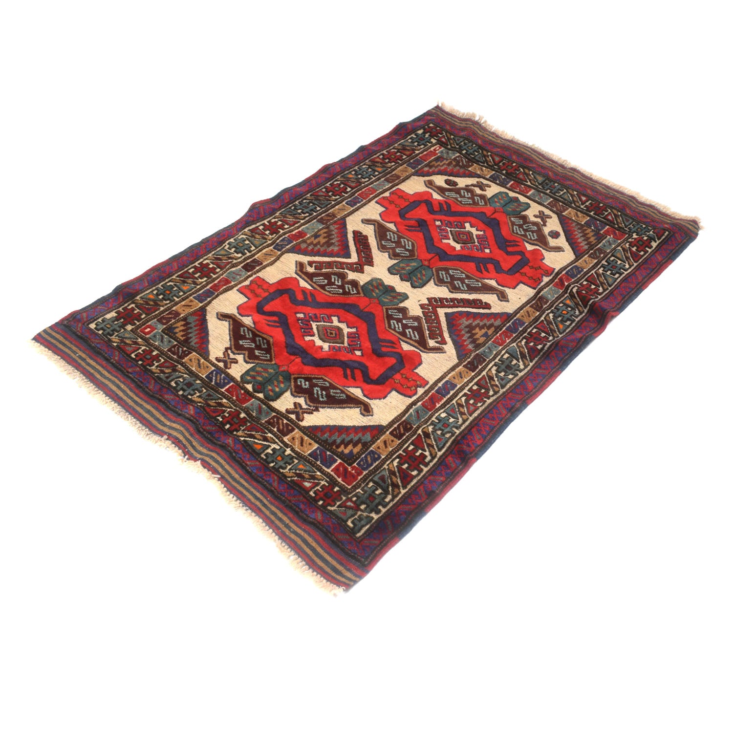 Oriental Barjasta Kilim Carpet 3' 1" x 4' 6" ft / 93 x 138 cm - No. W11928