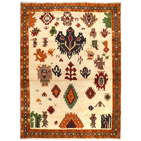 Hand Knotted Kohistani Carpet 5' 9" x 7' 5" ft / 174 x 226 cm - No. W12004