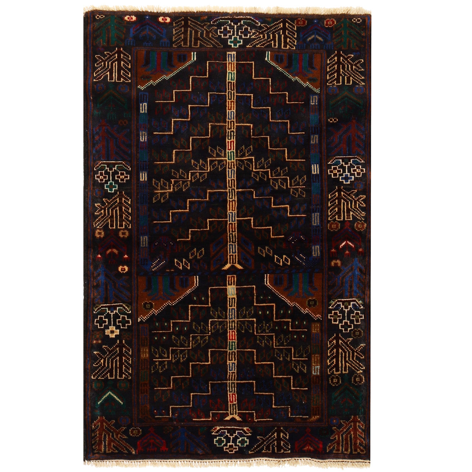 Traditional Baloch Rug 2' 10" x 4' 6" ft / 85 x 138 cm - No. W12549