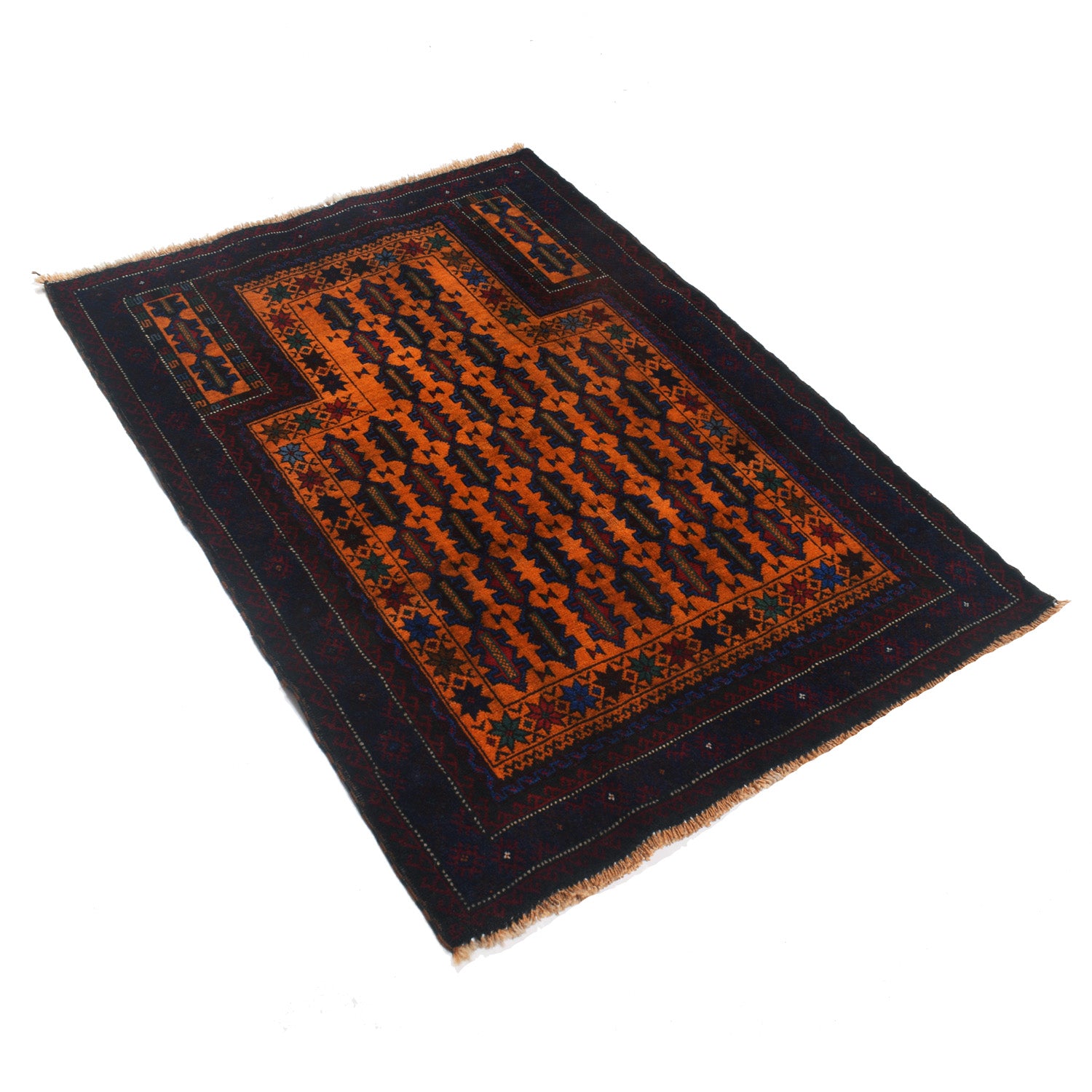 Orange Color Prayer Rug 2' 11" x 4' 0" ft / 89 x 123 cm - No. W12579