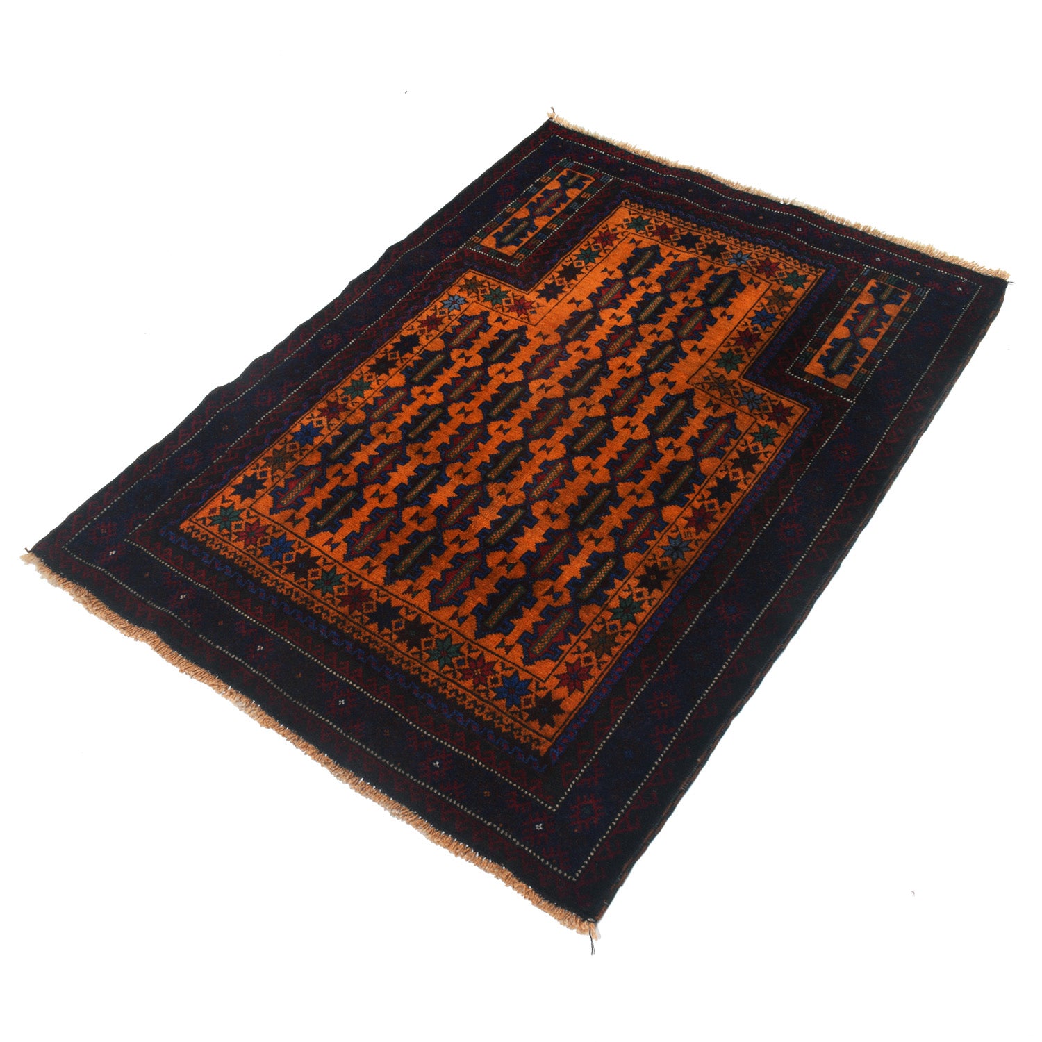 Orange Color Prayer Rug 2' 11" x 4' 0" ft / 89 x 123 cm - No. W12579