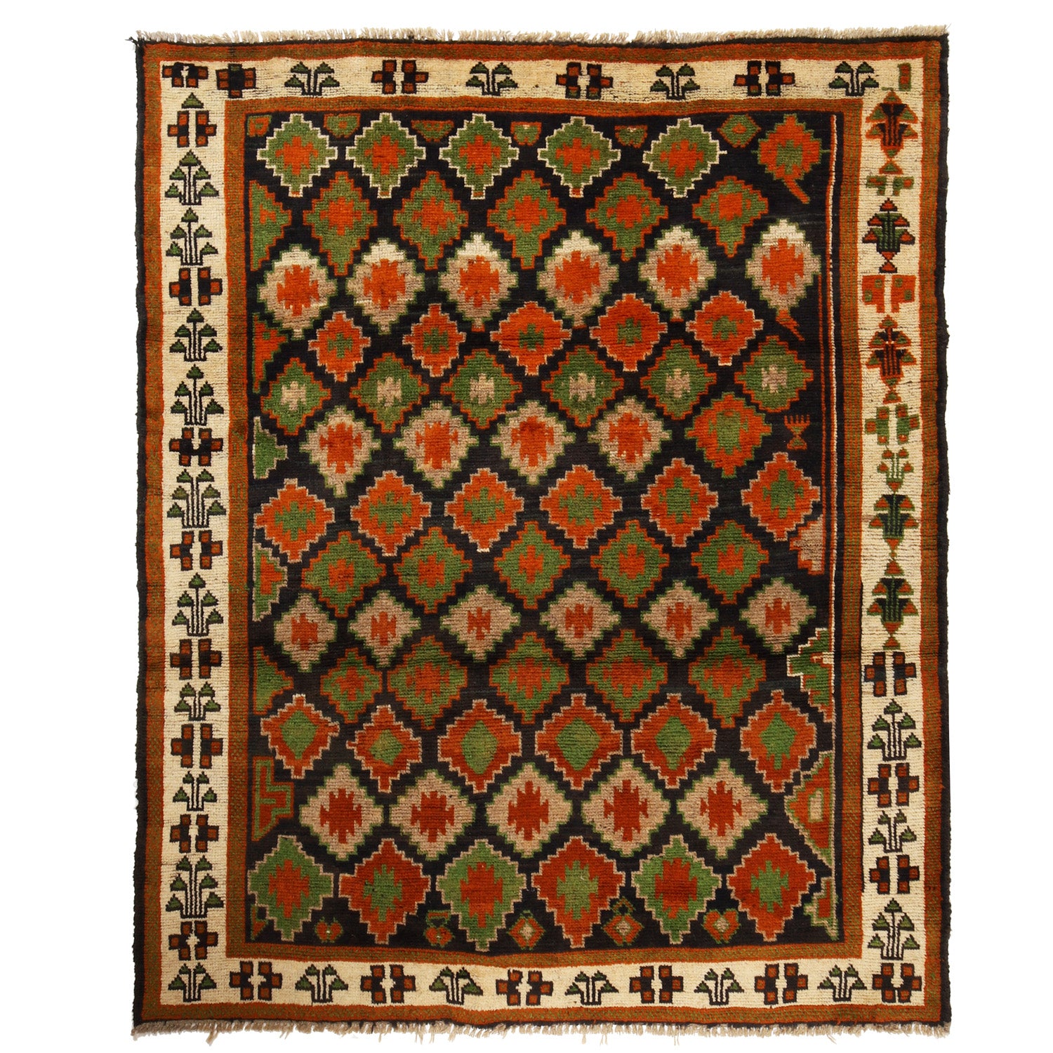 Hand Knotted Kohistani Carpet 5' 1" x 6' 2" ft / 155 x 187 cm - No. W12694
