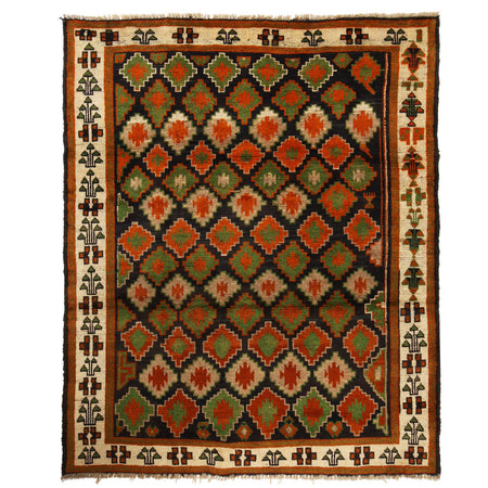 Hand Knotted Kohistani Carpet 5' 1" x 6' 2" ft / 155 x 187 cm - No. W12694