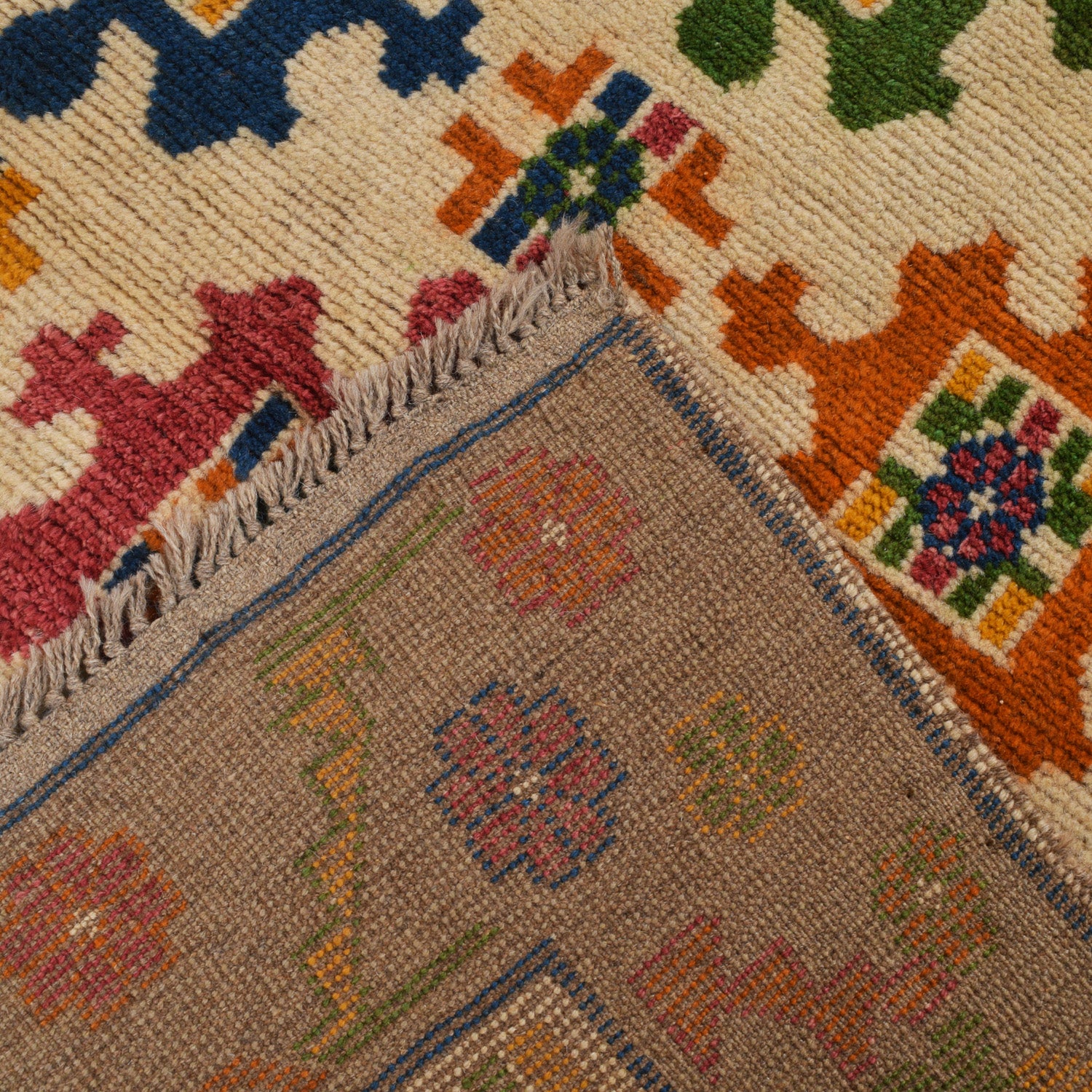 Hand Knotted Kohistani Carpet 4' 12" x 6' 2" ft / 152 x 189 cm - No. W12695