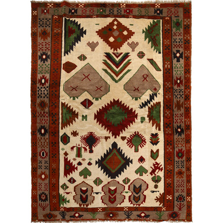 Hand Knotted Kohistani Area Rug 6' 3" x 8' 8" ft / 191 x 264 cm - No. W12738