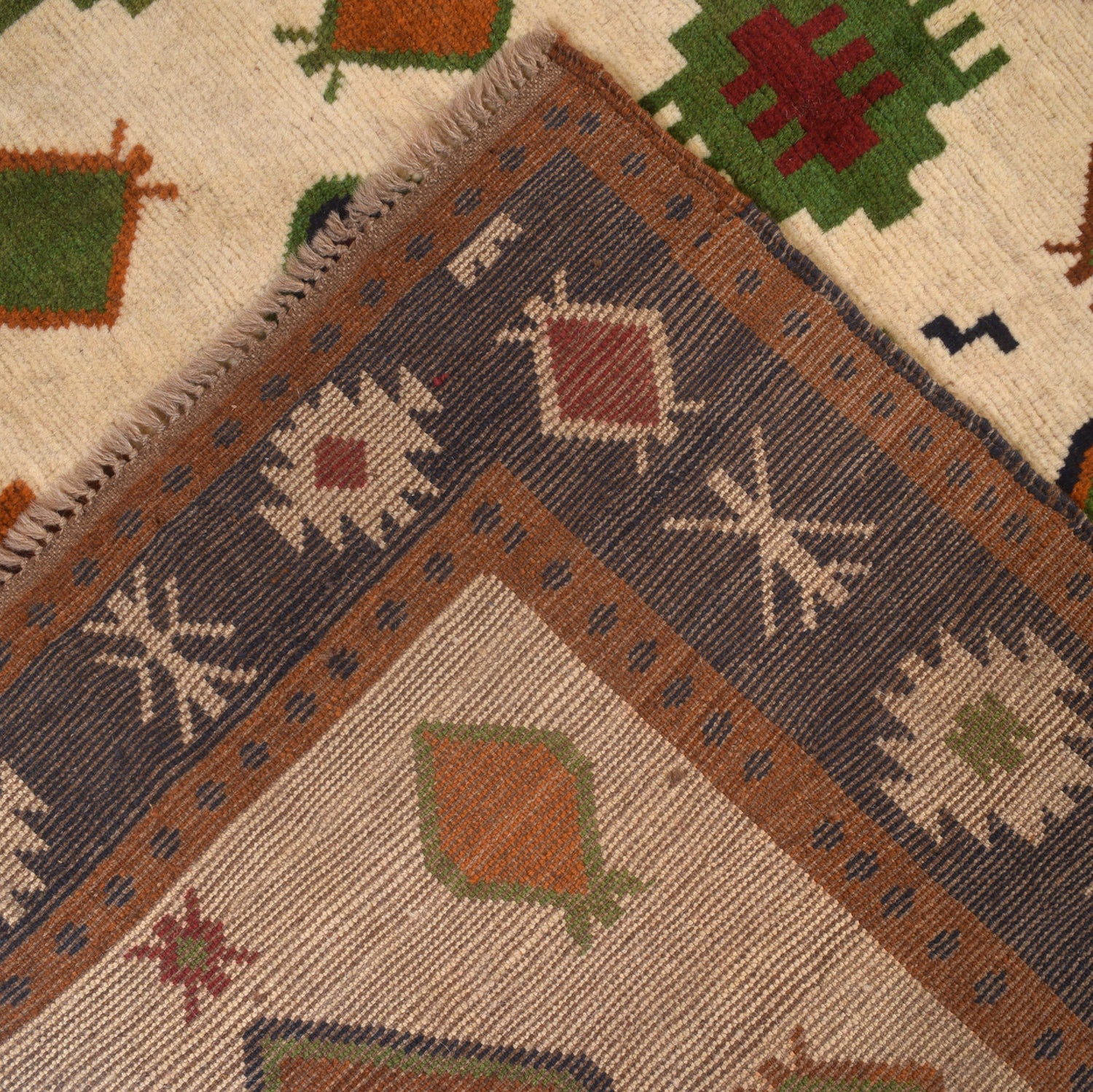 Hand Knotted Kohistani Carpet 5' 8" x 7' 6" ft / 173 x 228 cm - No. W12740