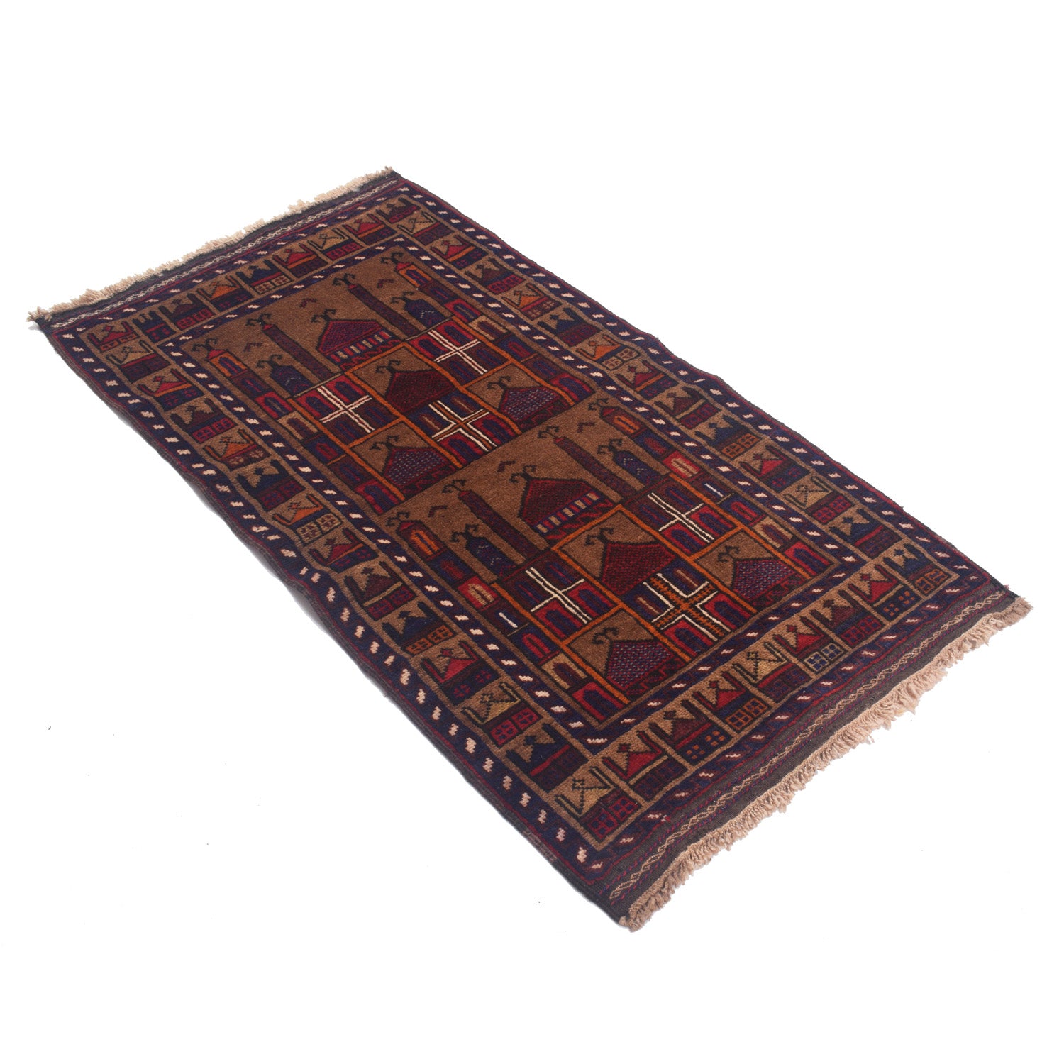 Small Prayer Carpet 2' 4" x 4' 5" ft / 71 x 134 cm - No. W12755