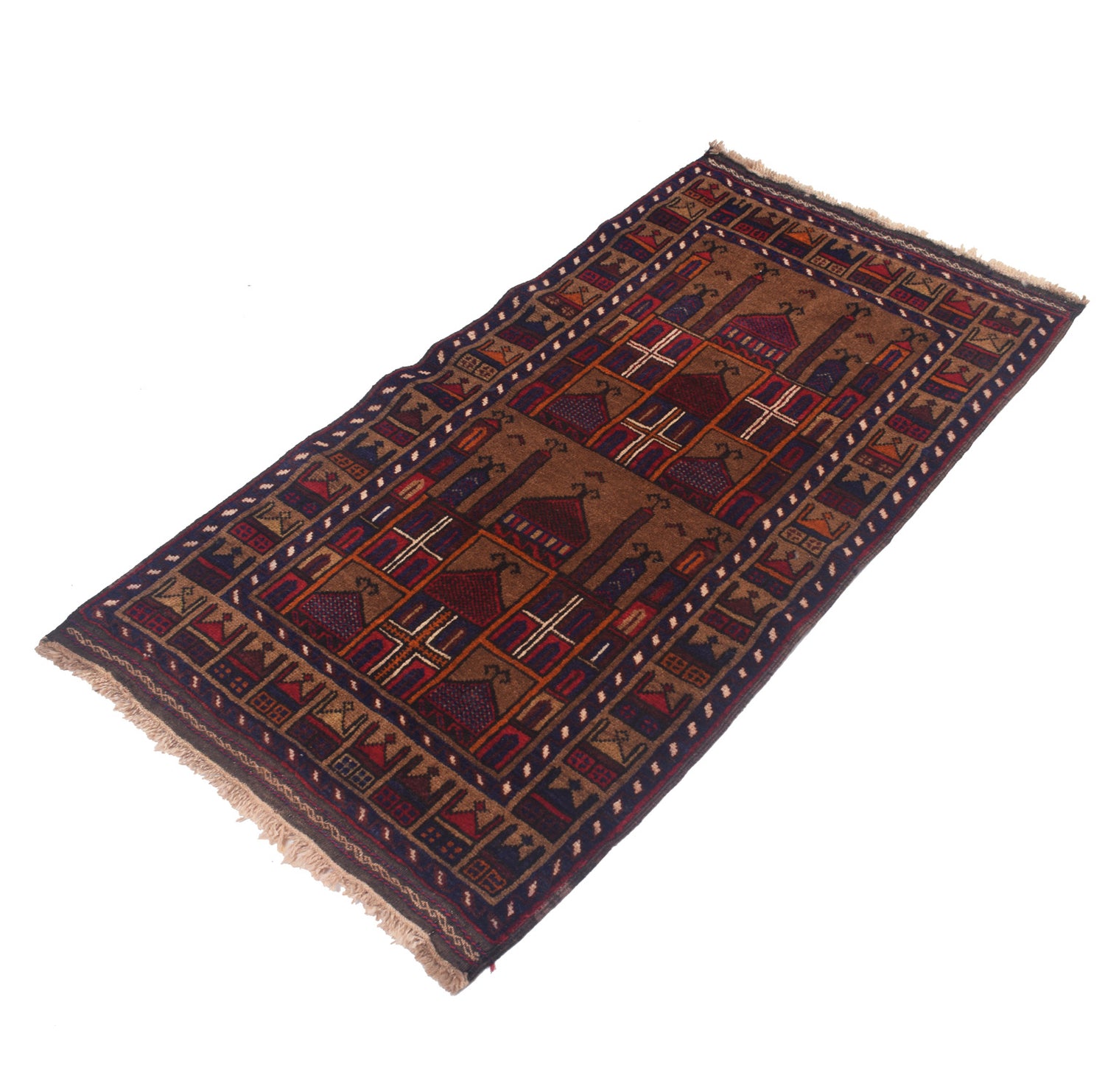 Small Prayer Carpet 2' 4" x 4' 5" ft / 71 x 134 cm - No. W12755