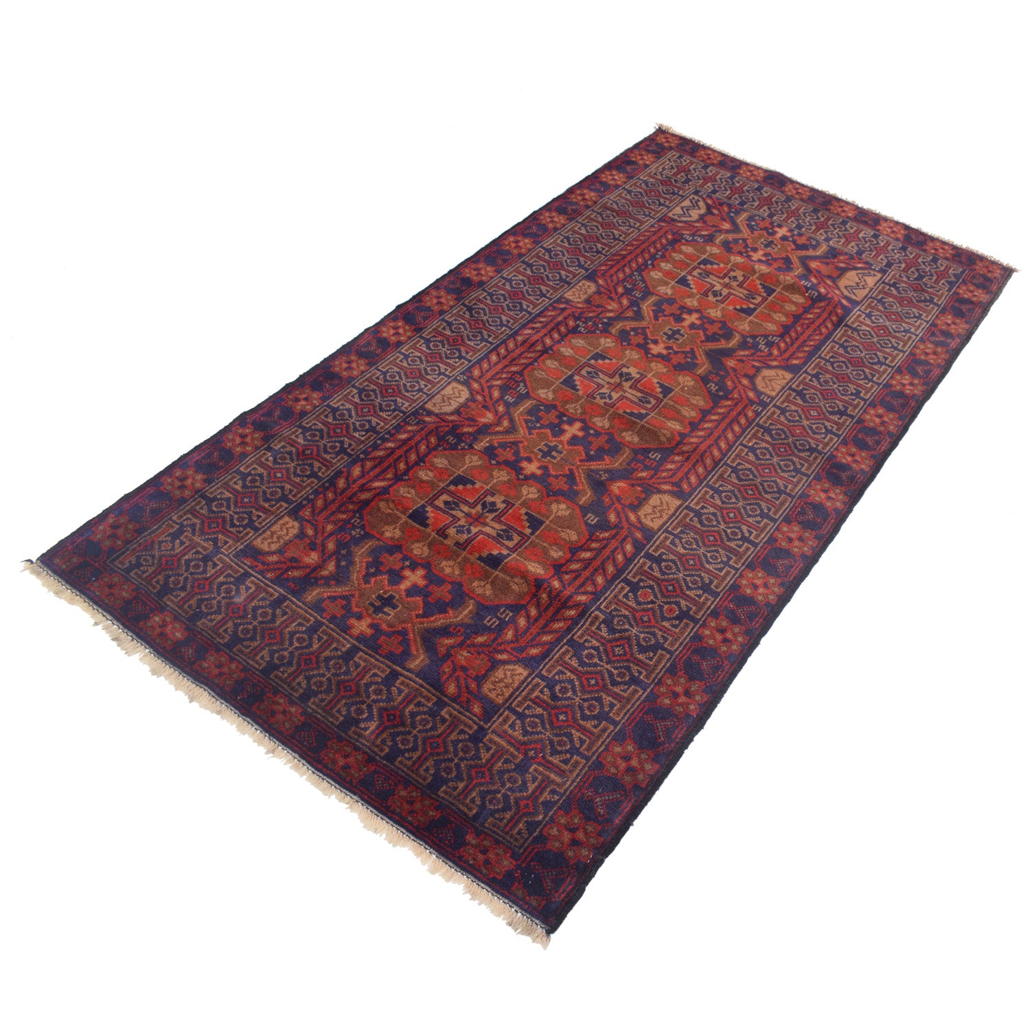 Traditional Baloch Rug 3' 5" x 6' 6" ft / 103 x 197 cm - No. W12760