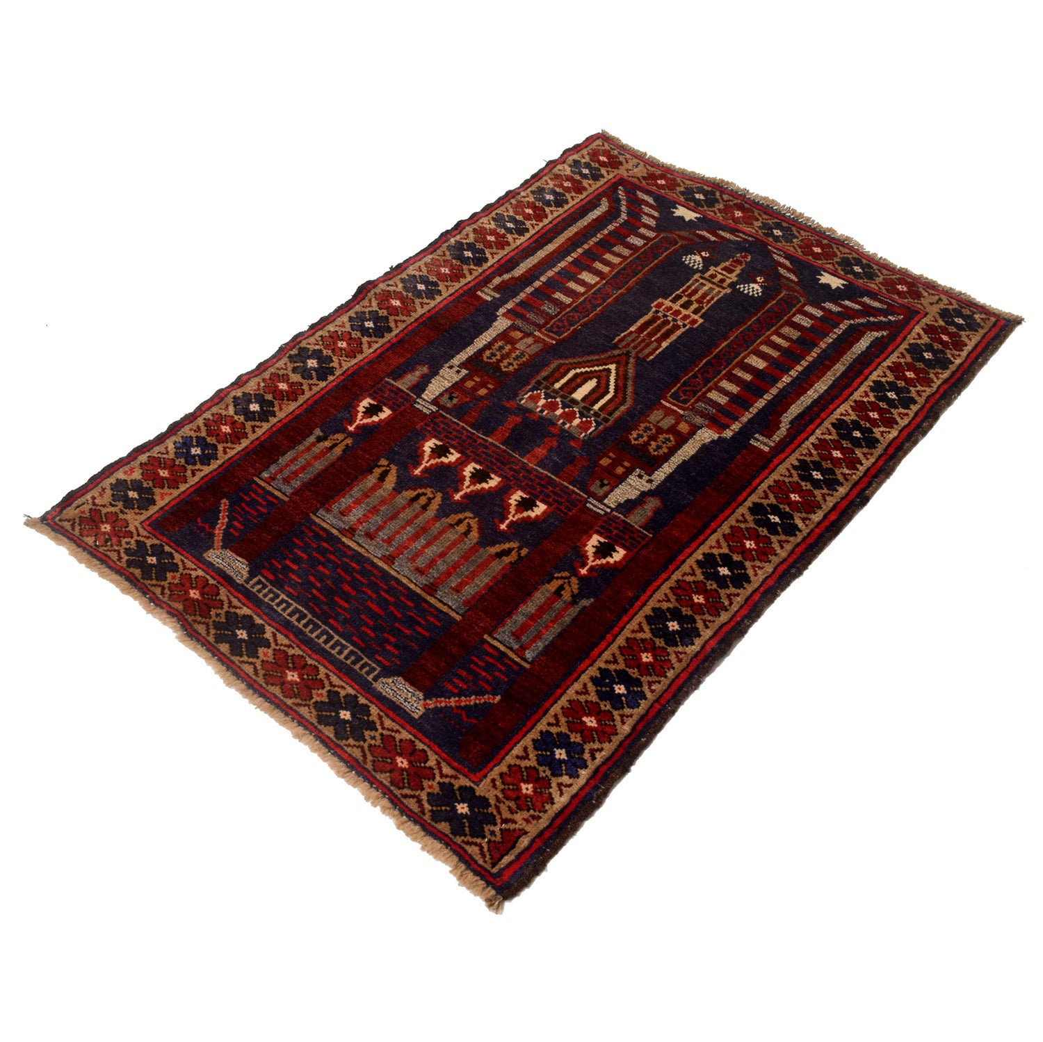 Small Prayer Carpet 2' 9" x 4' 1" ft / 84 x 125 cm - No. W12912