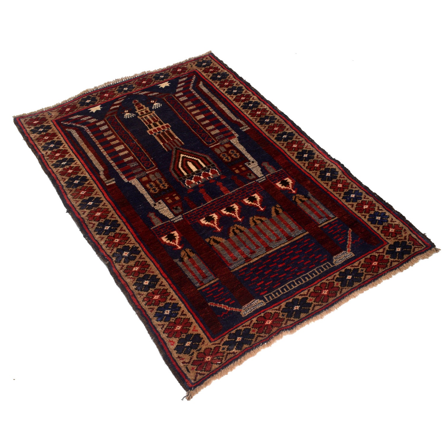 Small Prayer Carpet 2' 9" x 4' 1" ft / 84 x 125 cm - No. W12912