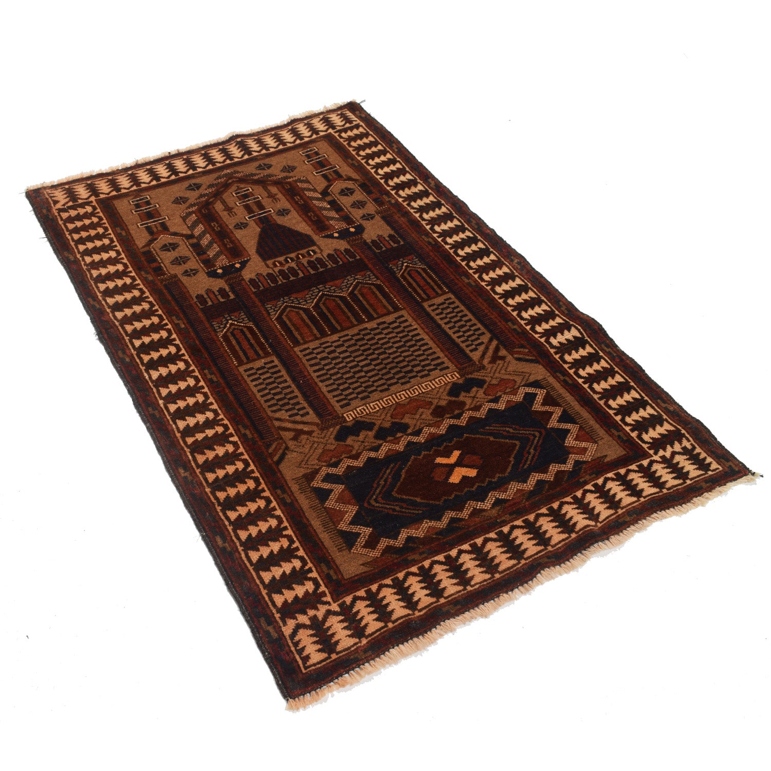 Small Prayer Carpet 2' 10" x 4' 4" ft / 86 x 132 cm - No. W12916