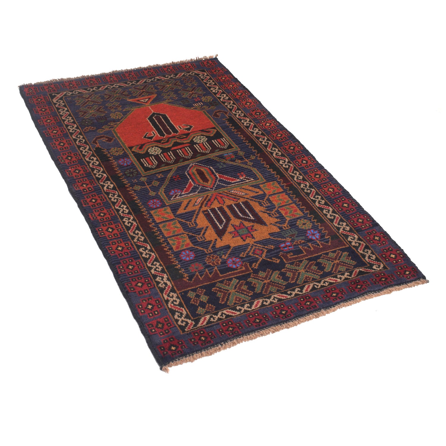 Handmade Prayer Rug 2' 8" x 4' 6" ft / 81 x 136 cm - W13136