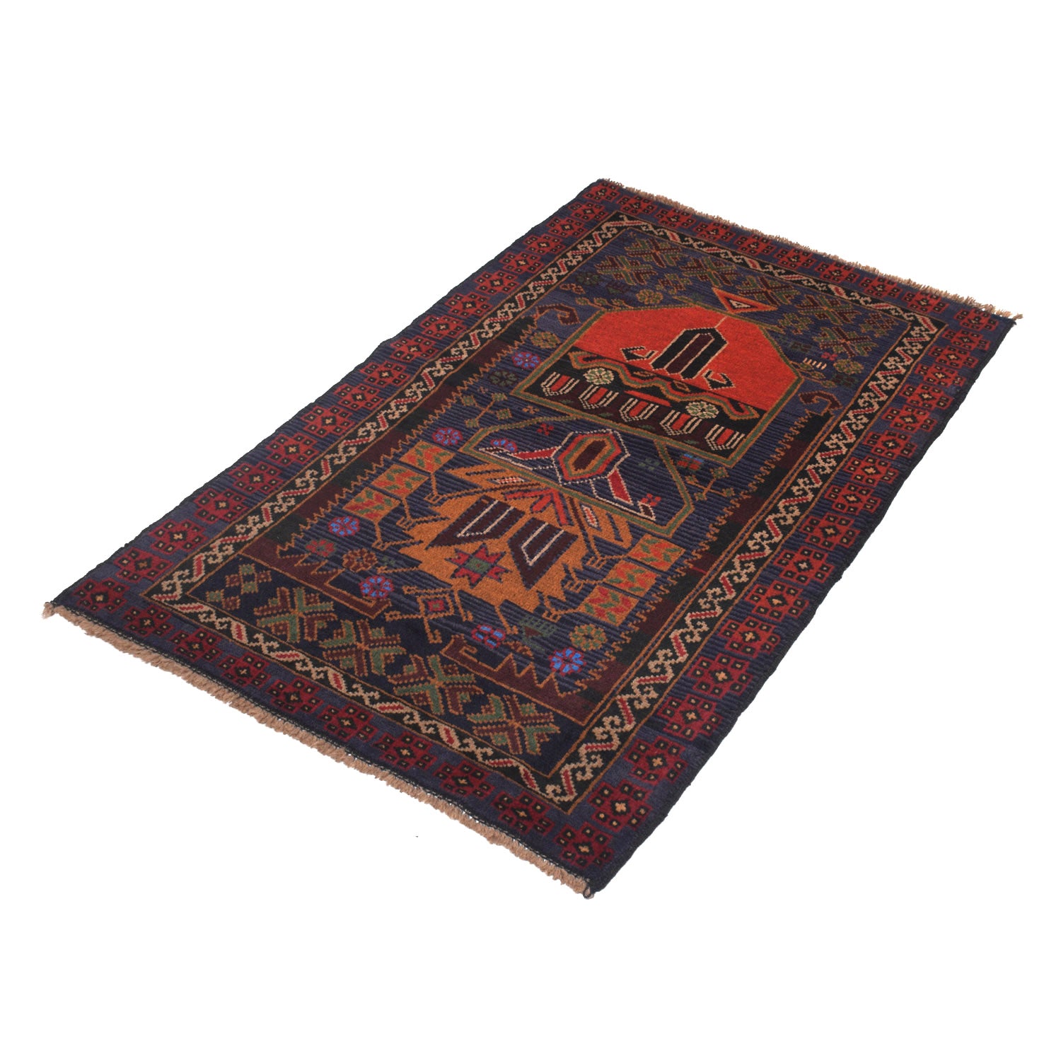 Handmade Prayer Rug 2' 8" x 4' 6" ft / 81 x 136 cm - W13136