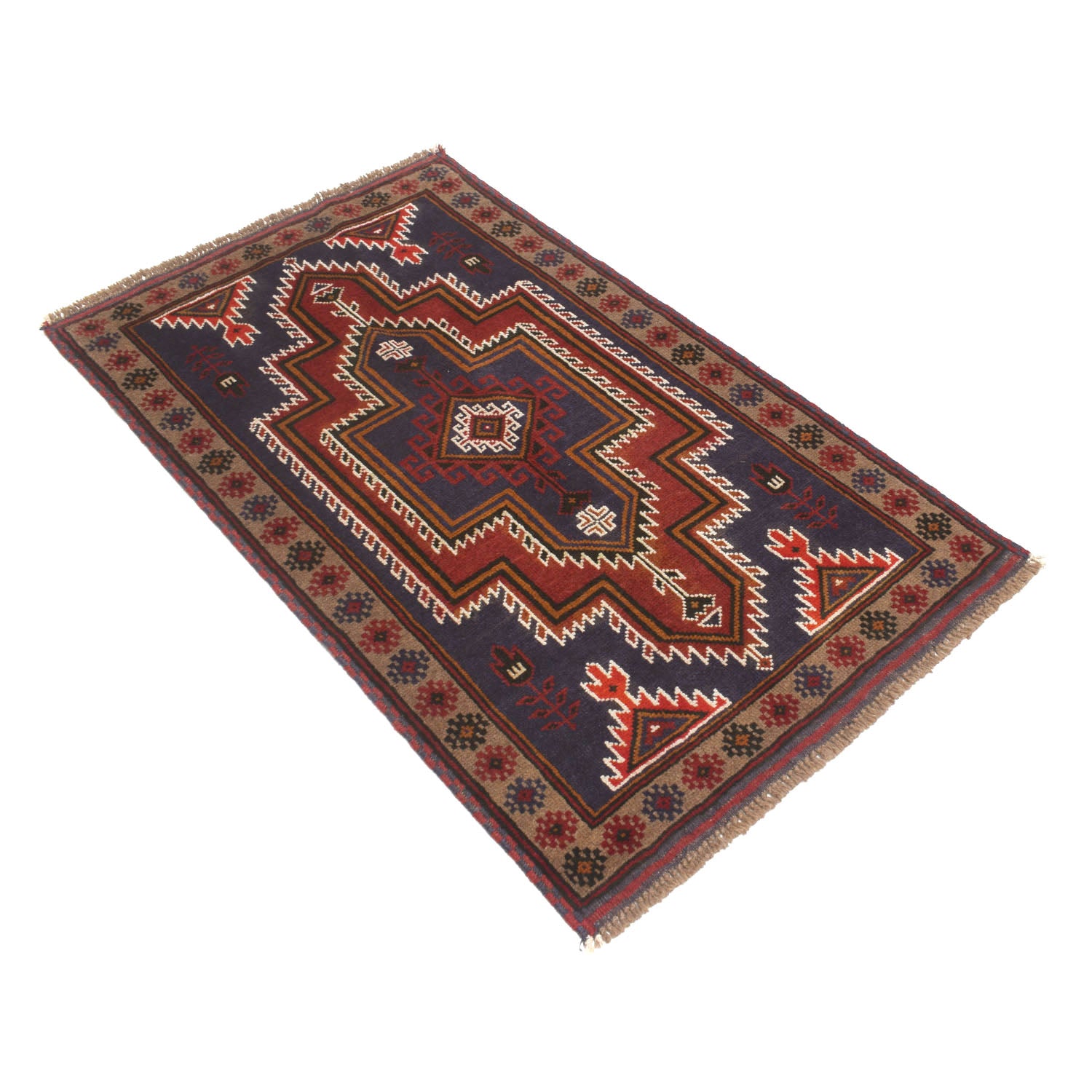 Traditional Baloch Rug 2' 8" x 4' 6" ft / 82 x 138 cm - No. W13533