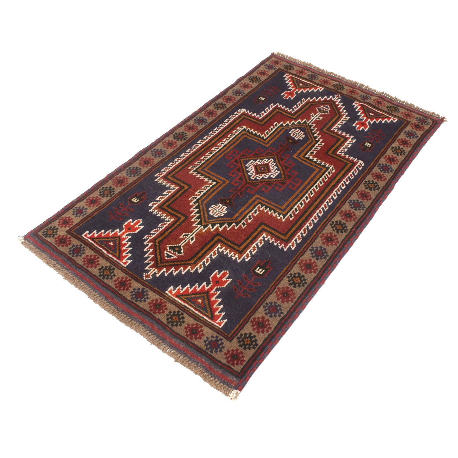 Traditional Baloch Rug 2' 8" x 4' 6" ft / 82 x 138 cm - No. W13533