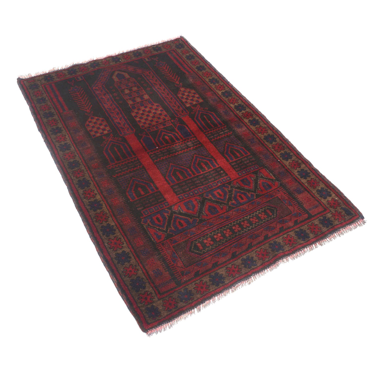 Handmade Prayer Rug 3' 1" x 4' 9" ft / 95 x 145 cm - W13547