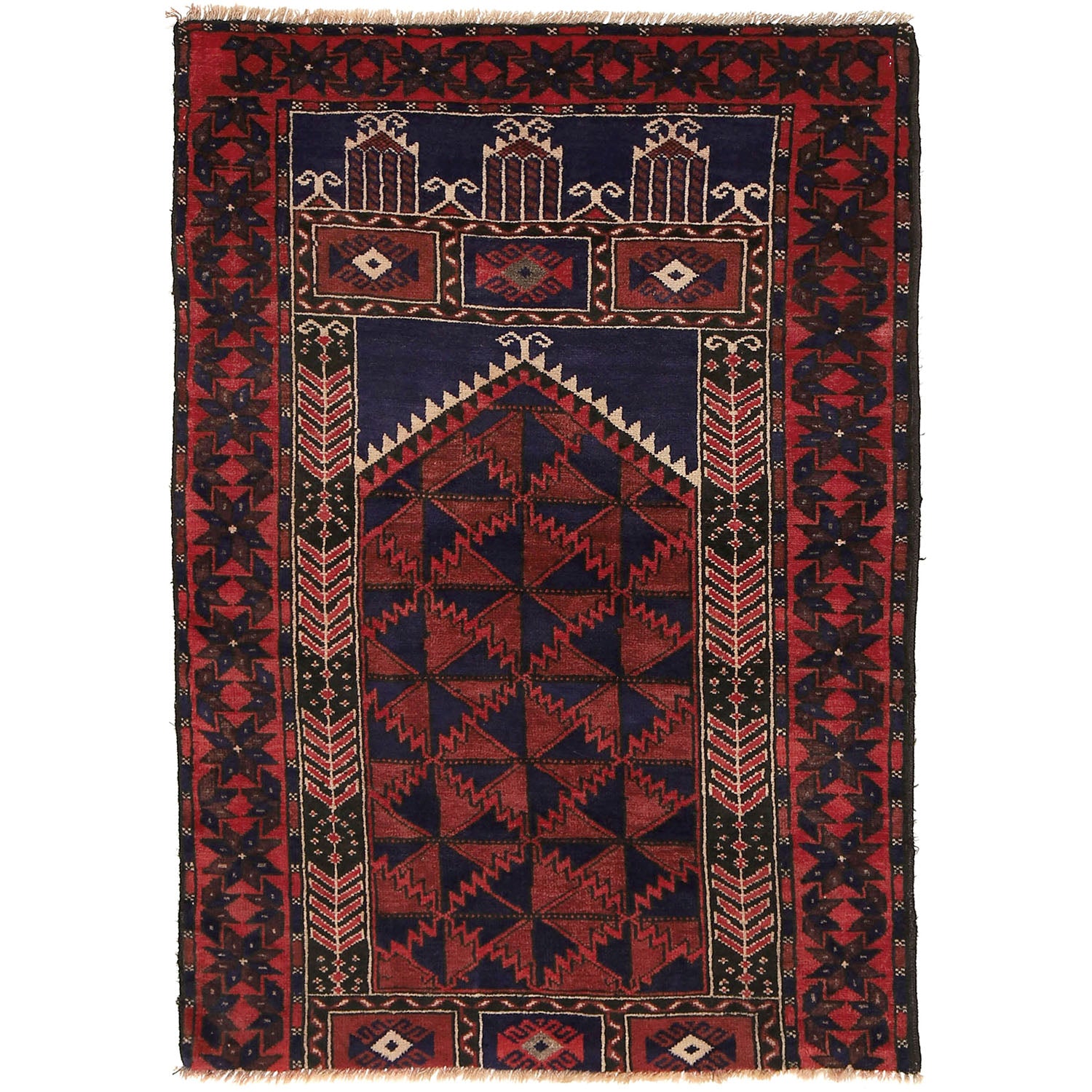 Handmade Prayer Rug 2' 10" x 4' 4" ft / 87 x 131 cm - W13557