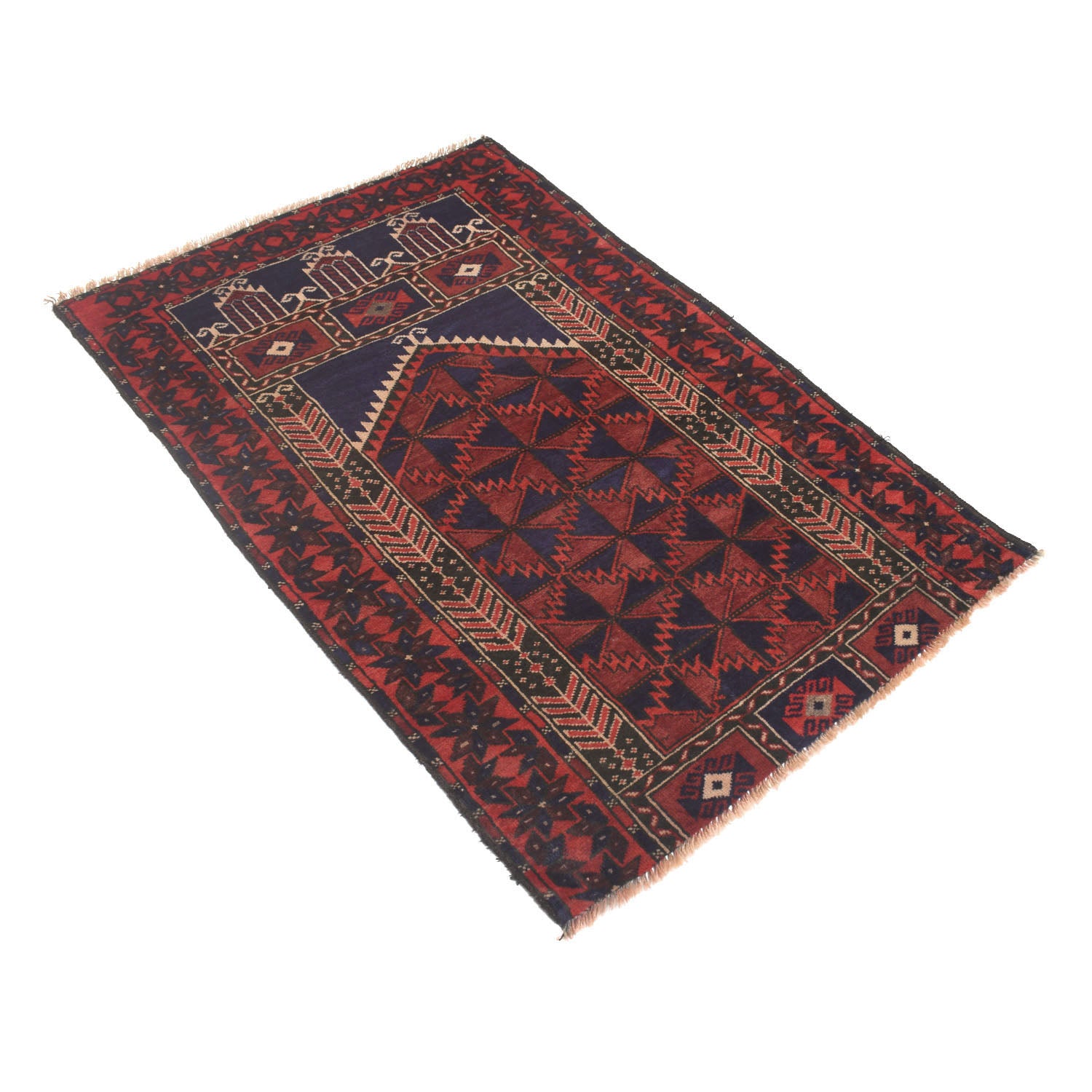 Handmade Prayer Rug 2' 10" x 4' 4" ft / 87 x 131 cm - W13557