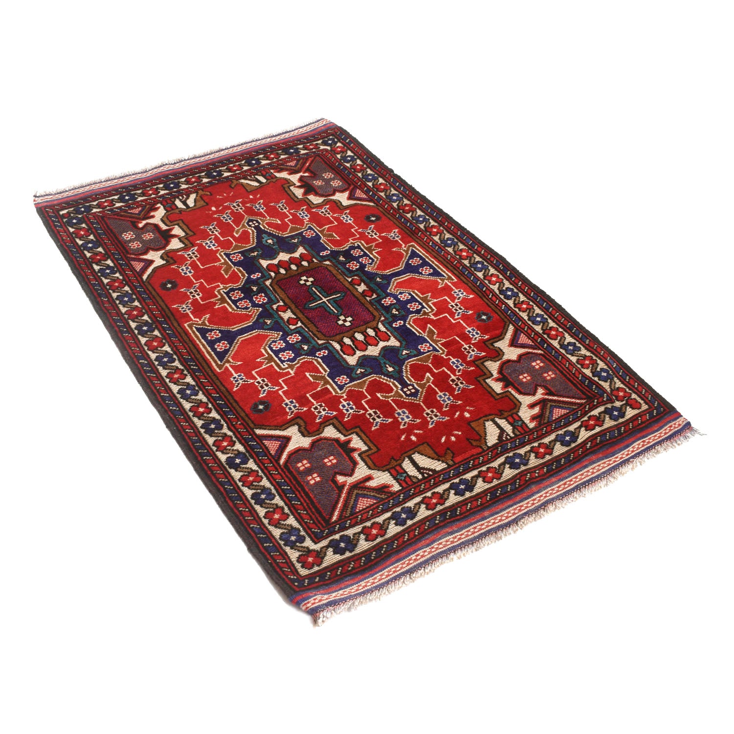 Traditional Baloch Rug 3' 0" x 4' 6" ft / 92 x 138 cm - No. W13786