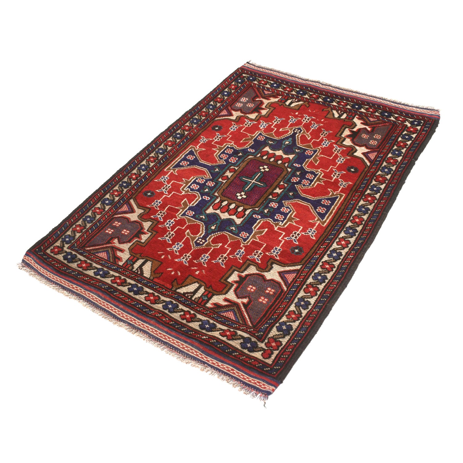 Traditional Baloch Rug 3' 0" x 4' 6" ft / 92 x 138 cm - No. W13786