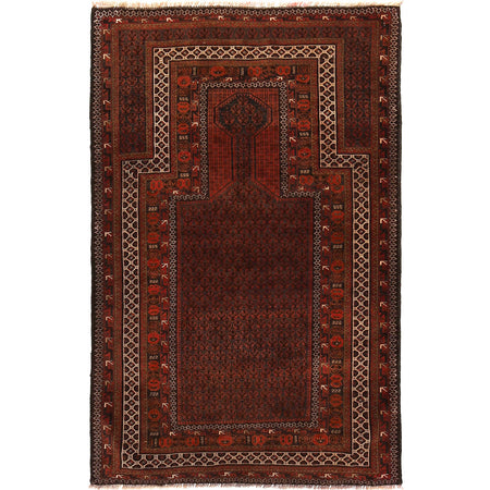 Red Color Prayer Rug 3' 3" x 5' 3" ft / 100 x 159 cm - W13795