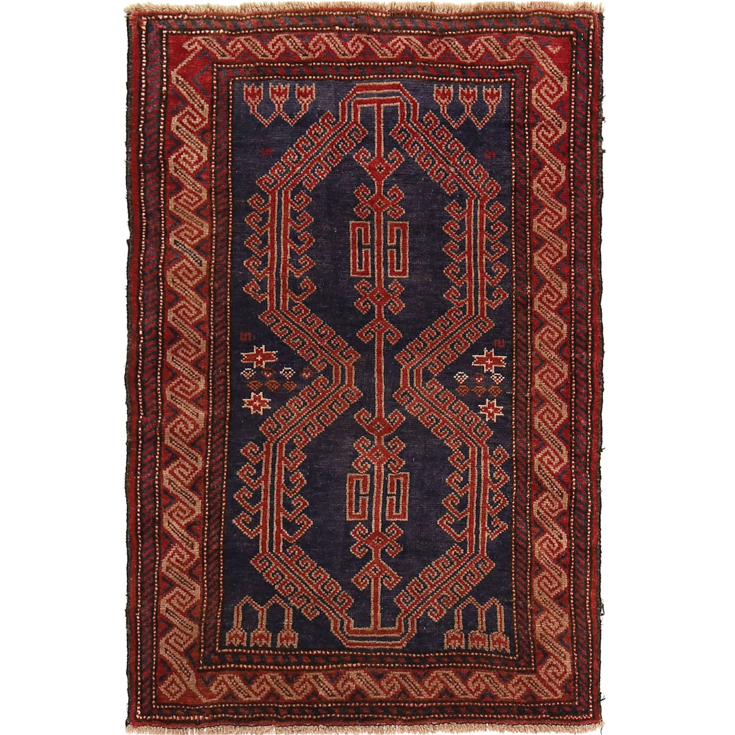 Traditional Baloch Rug 2' 11" x 4' 2" ft / 89 x 128 cm - No. W13807