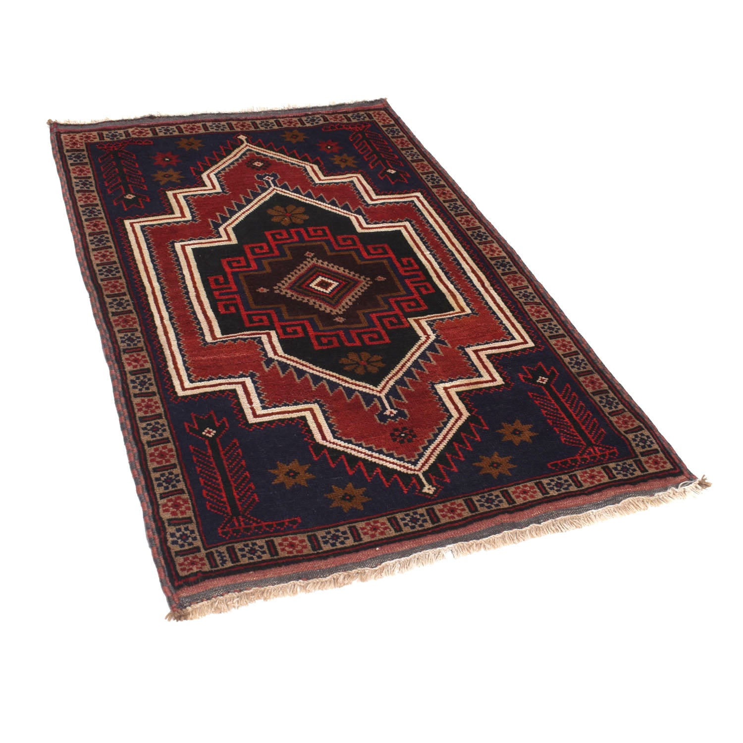 Traditional Baloch Rug 3' 3" x 4' 10" ft / 100 x 148 cm - No. W14225