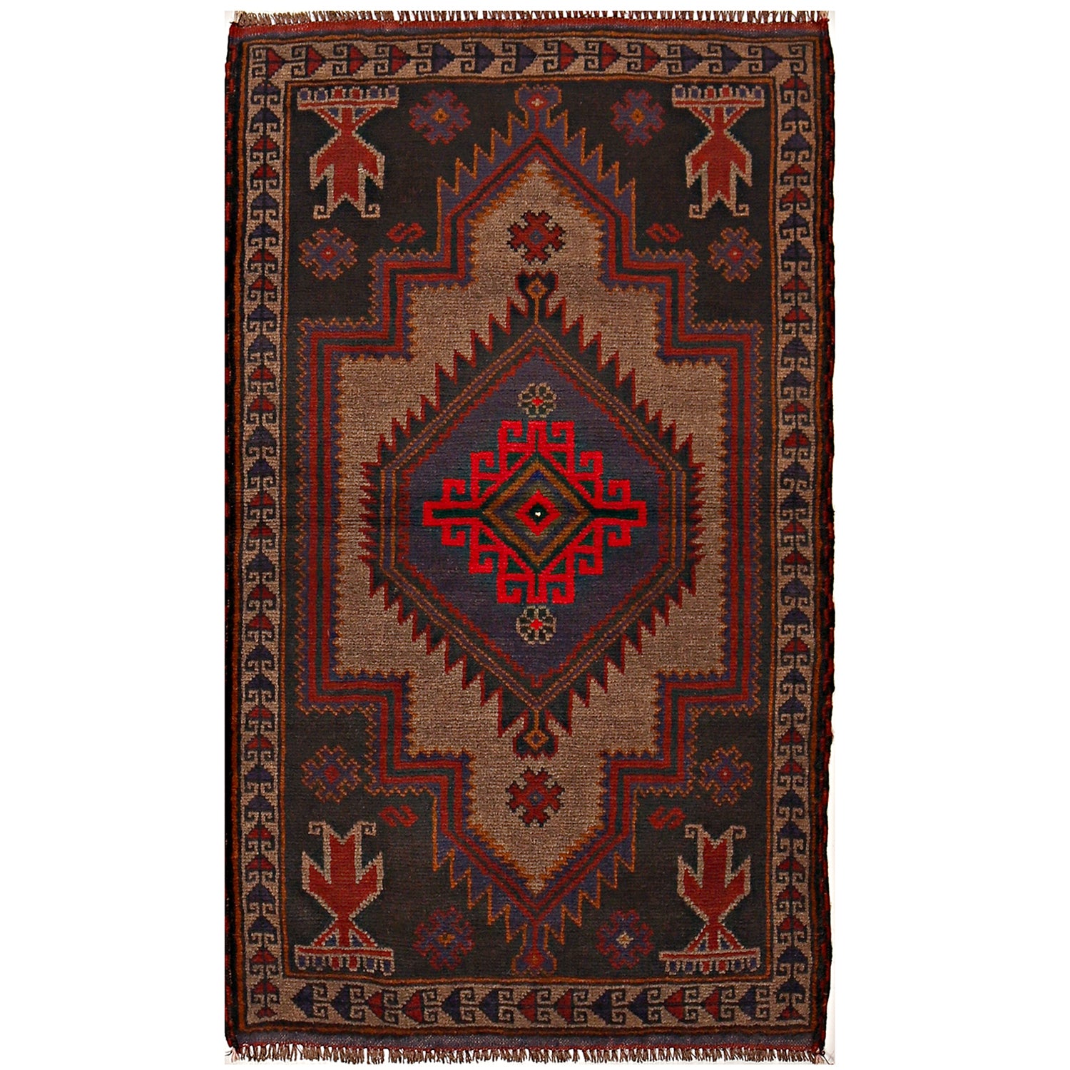 Hand Knotted Baluchi Rug 2' 8" x 4' 6" ft / 82 x 138 cm - No. W14930