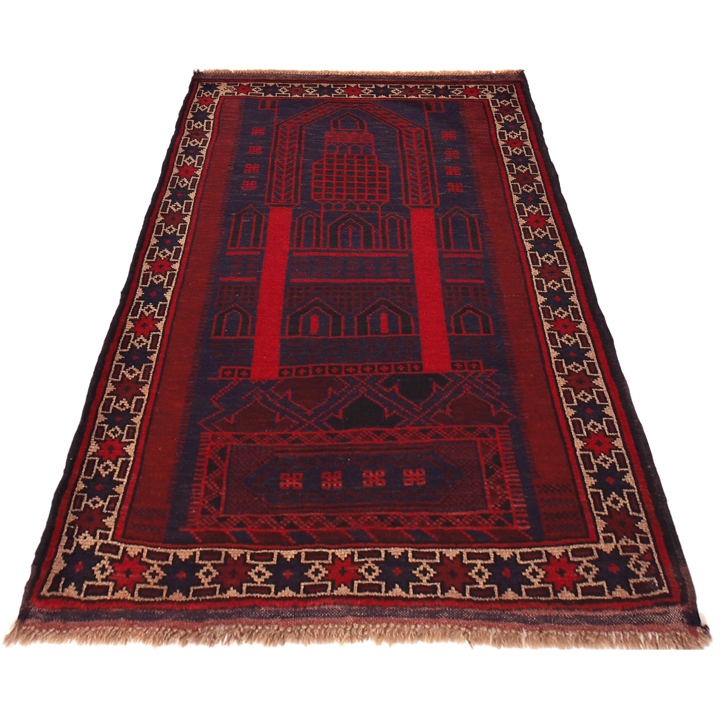 Handmade Prayer Rug 3' 0" x 4' 7" ft / 92 x 139 cm - W15019