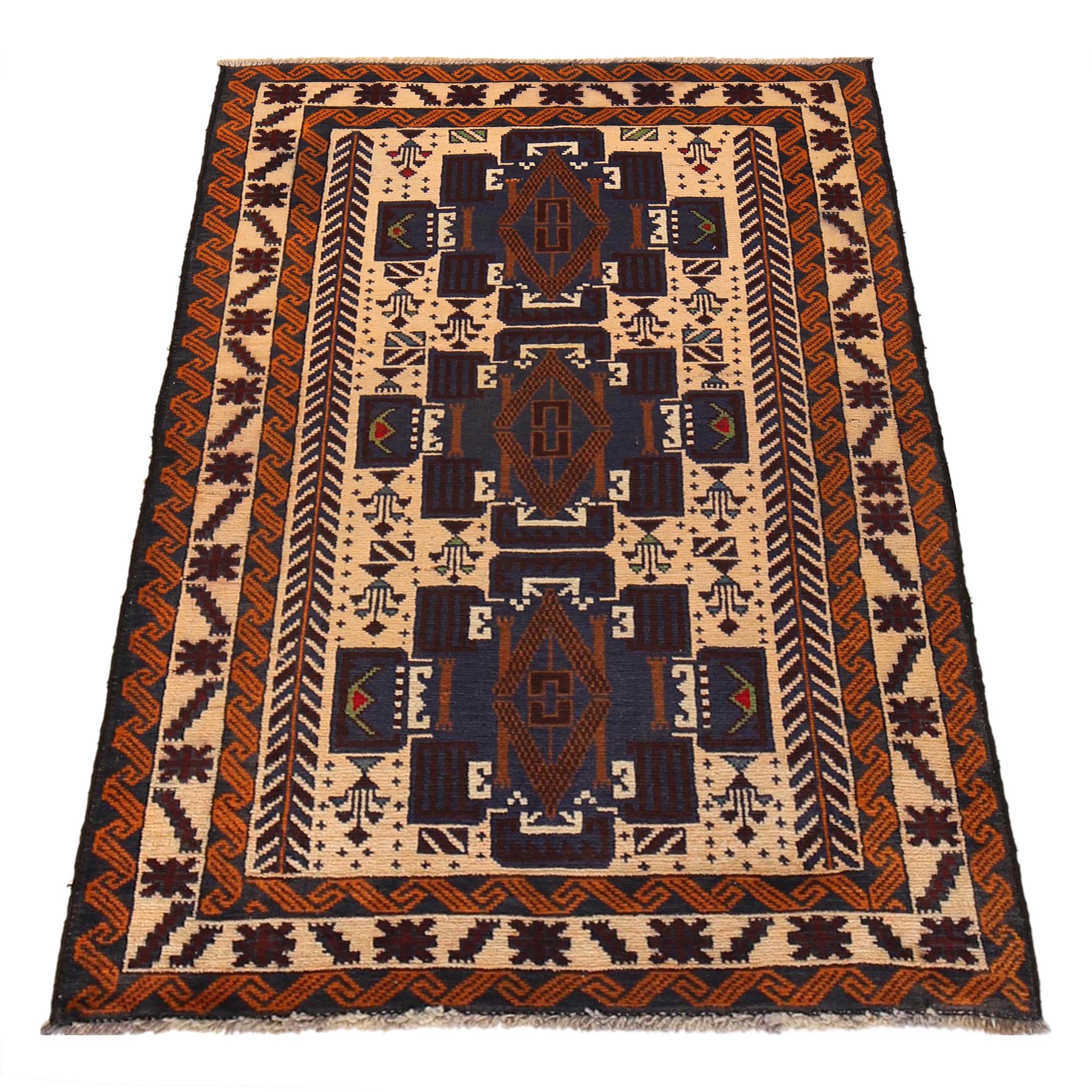 Traditional Baloch Rug 2' 10" x 4' 2" ft / 85 x 127 cm - No. W15027
