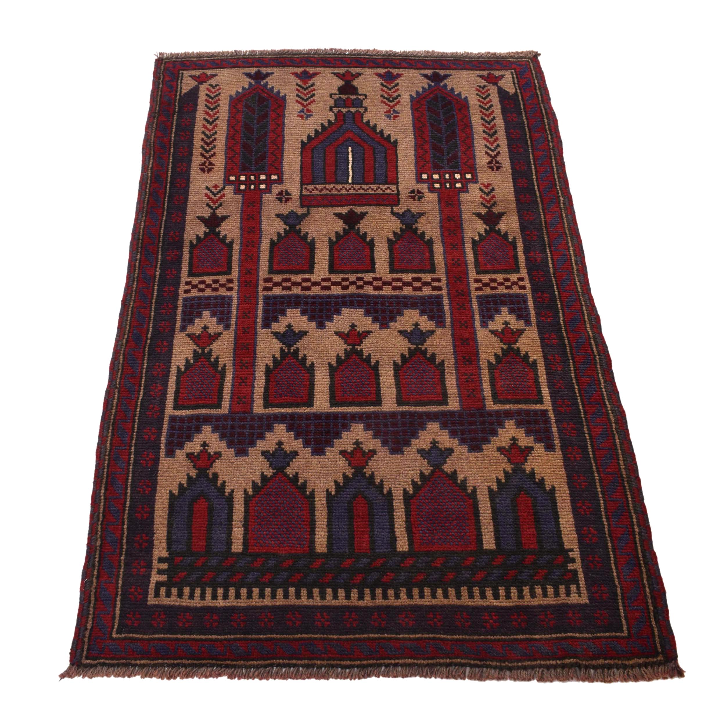 Handmade Prayer Rug 2' 11" x 4' 6" ft / 89 x 138 cm - W15042