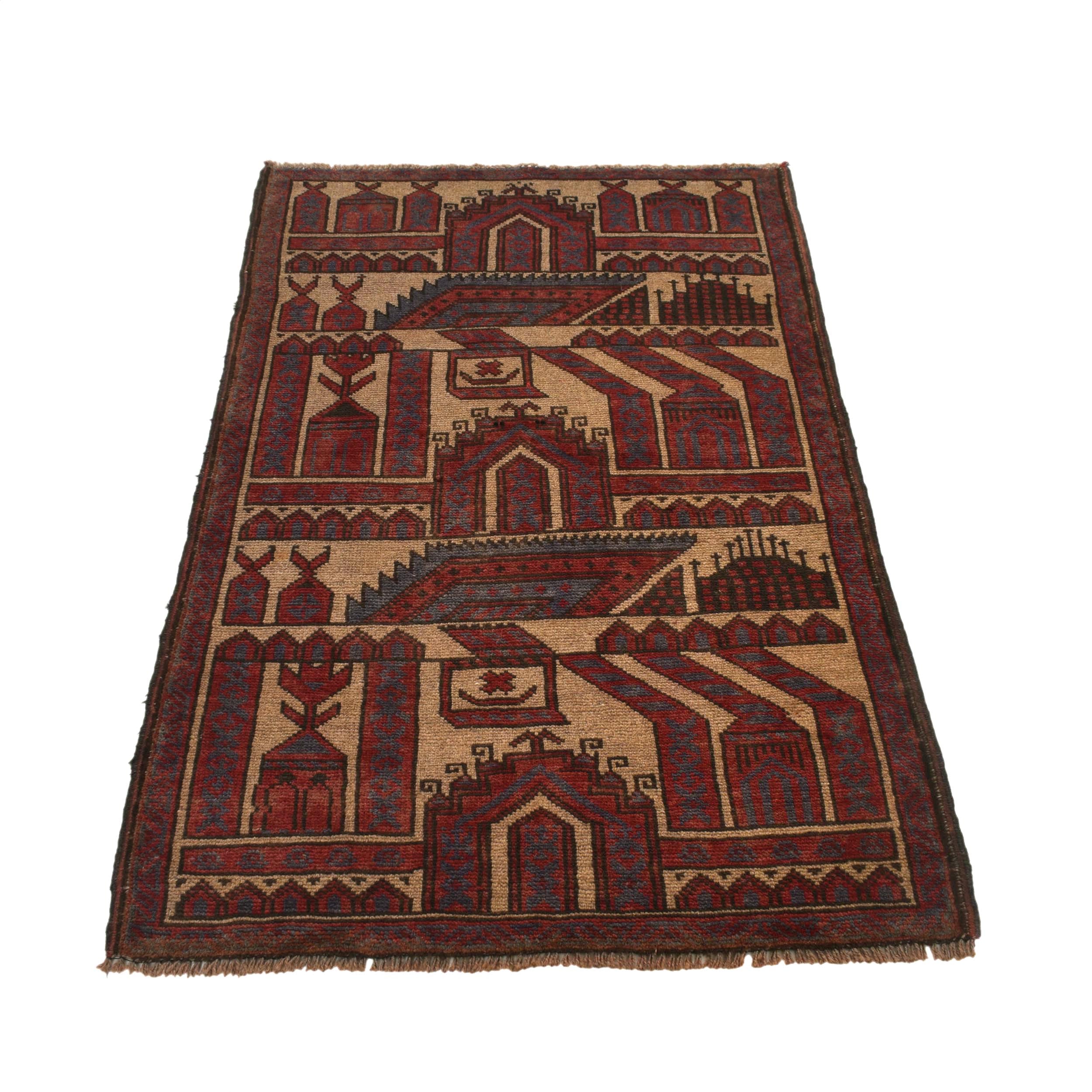 Islamic Prayer Carpet 2' 10" x 4' 5" ft / 87 x 134 cm - No. W15093