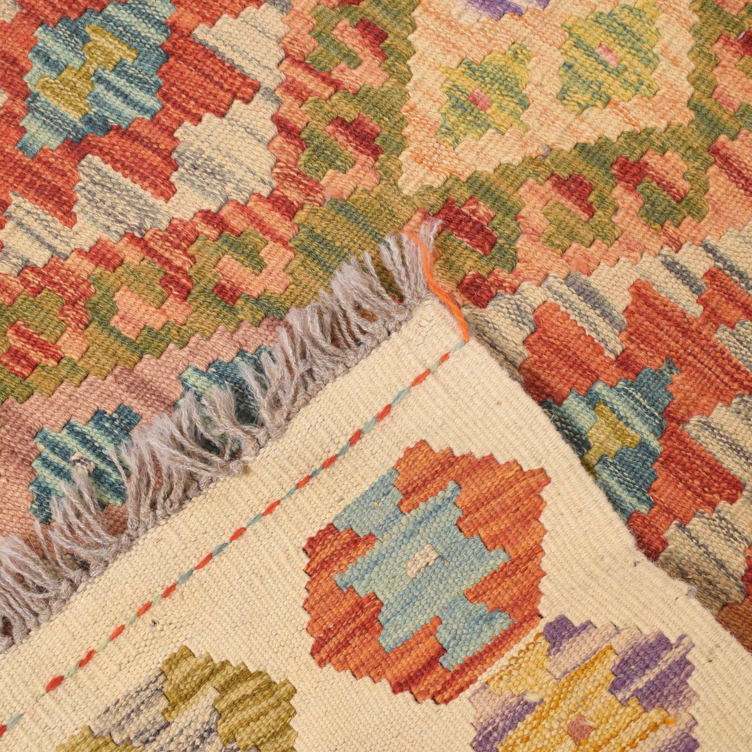 Hand Made Afghan Kilim Runner 3' 1" x 9' 11" ft / 93 x301 cm - No. W16709