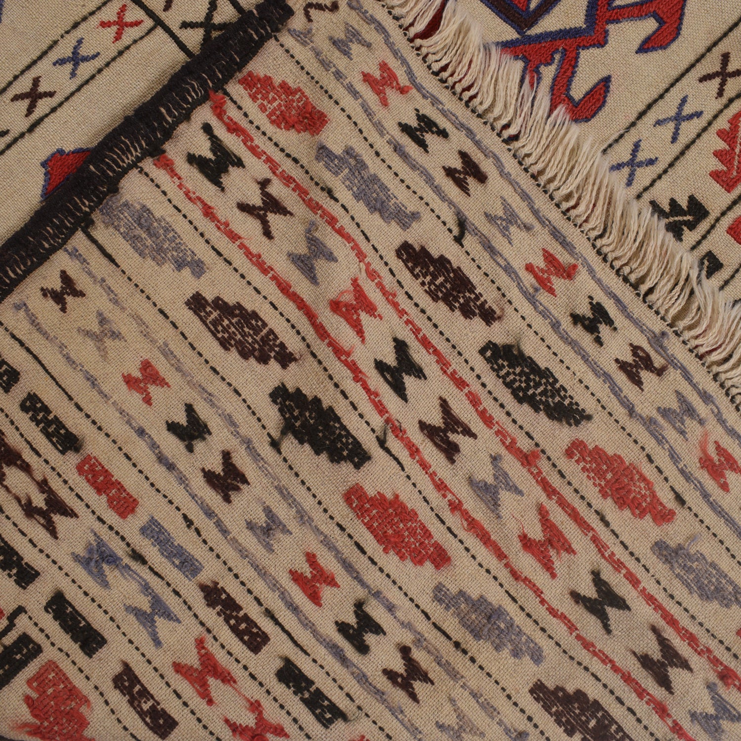 Handmade Soumak Kelim 3' 11" x 6' 2" ft / 120 x 187 cm - No. W16976