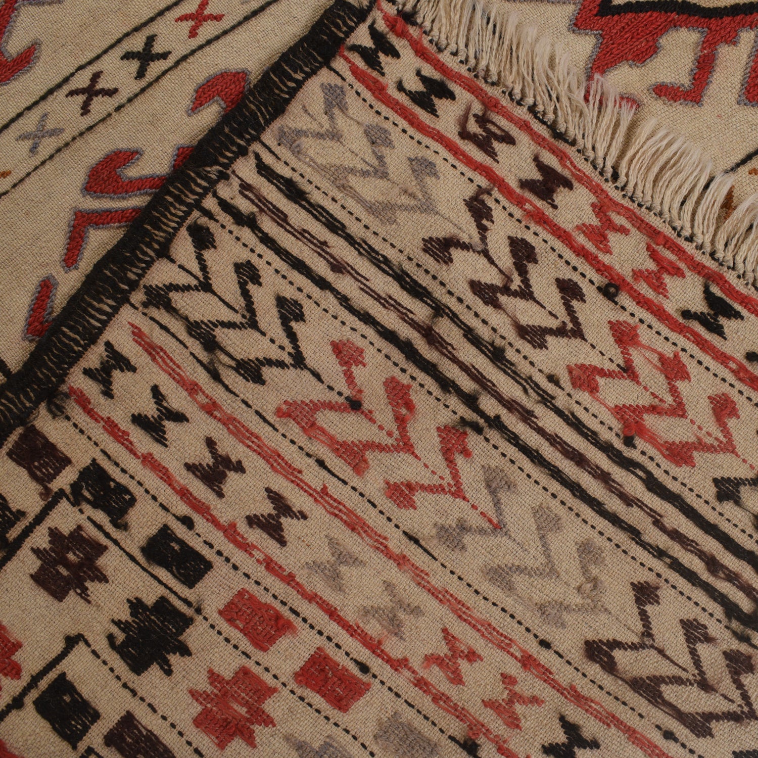 Handmade Soumak Kelim 4' 2" x 6' 4" ft / 128 x 192 cm - No. W16977