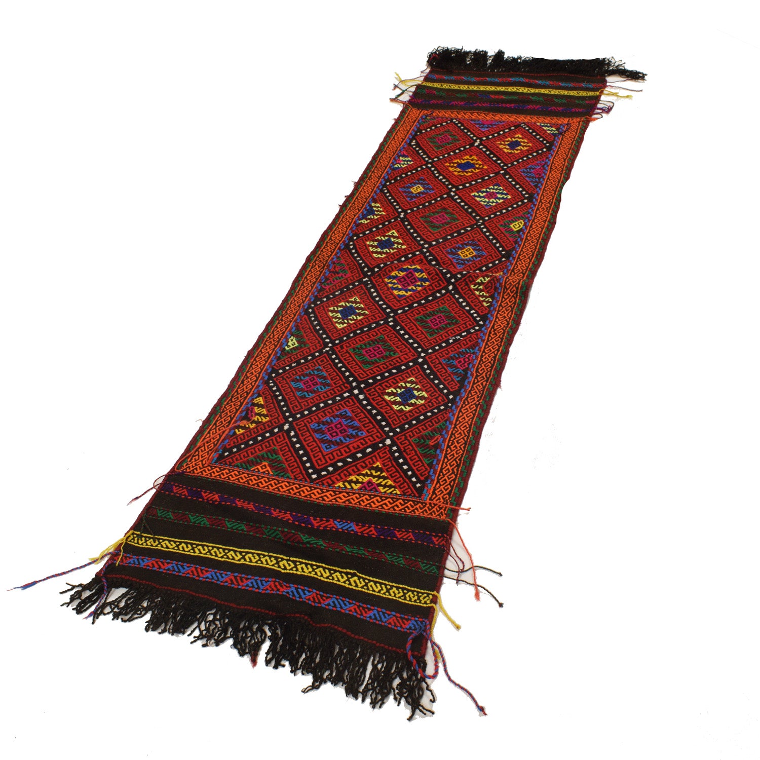 Hand Woven Flat Weave Kilim Runner 1' 10" x 6' 9" ft / 56 x 205 cm - No. W17056