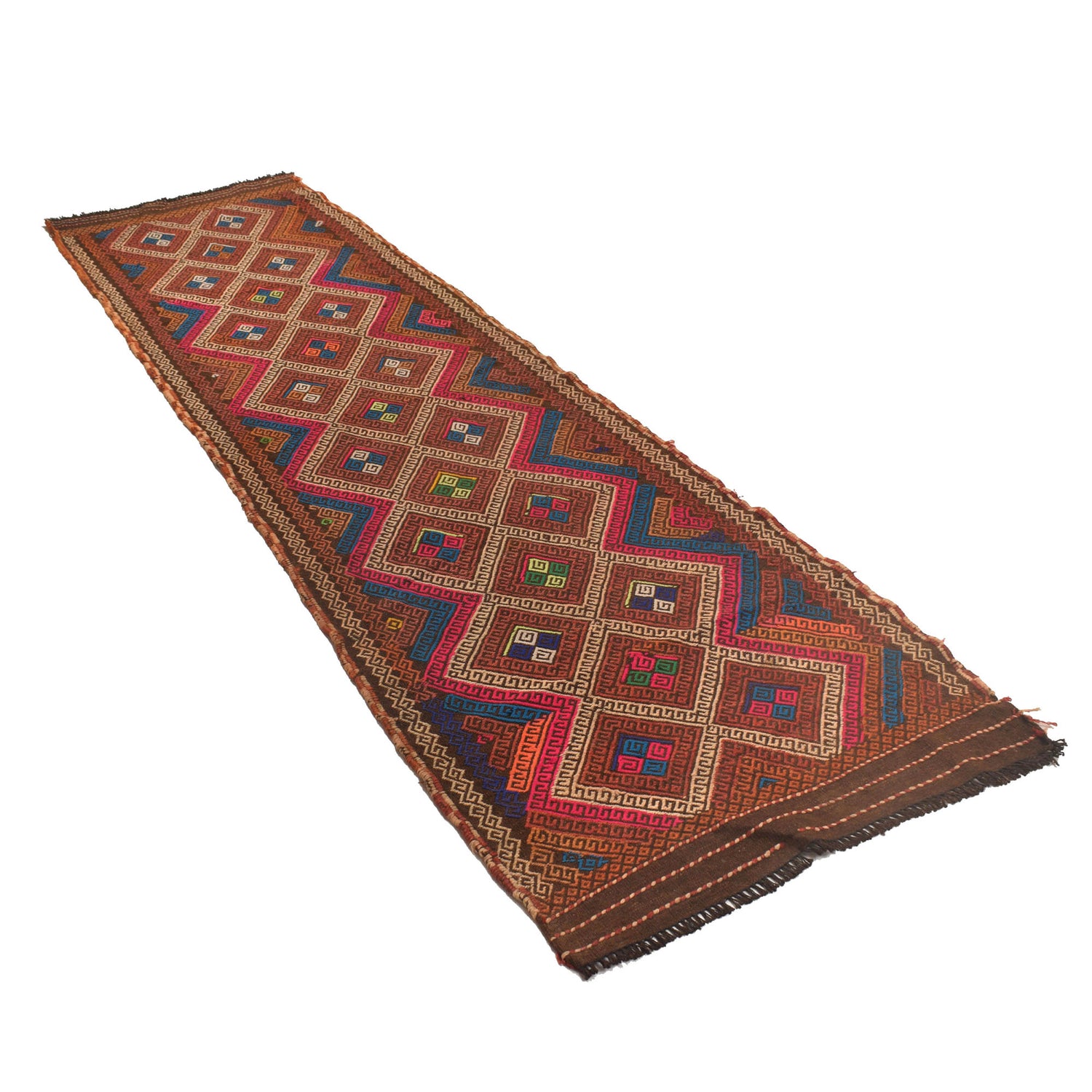 Hand Woven Flat Weave Kilim Runner 2' 9" x 9' 1" ft / 85 x 277 cm - No. W17096