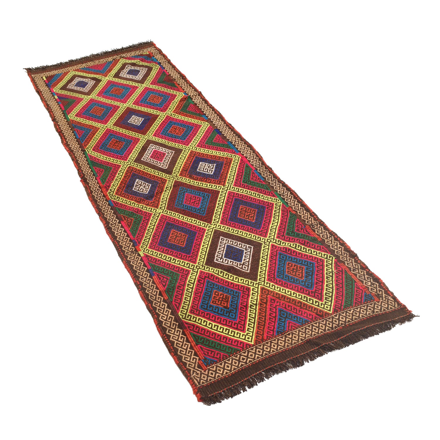 Short Kilim Runner 2' 2" x 6' 7" ft / 65 x 201 cm - No. W17098
