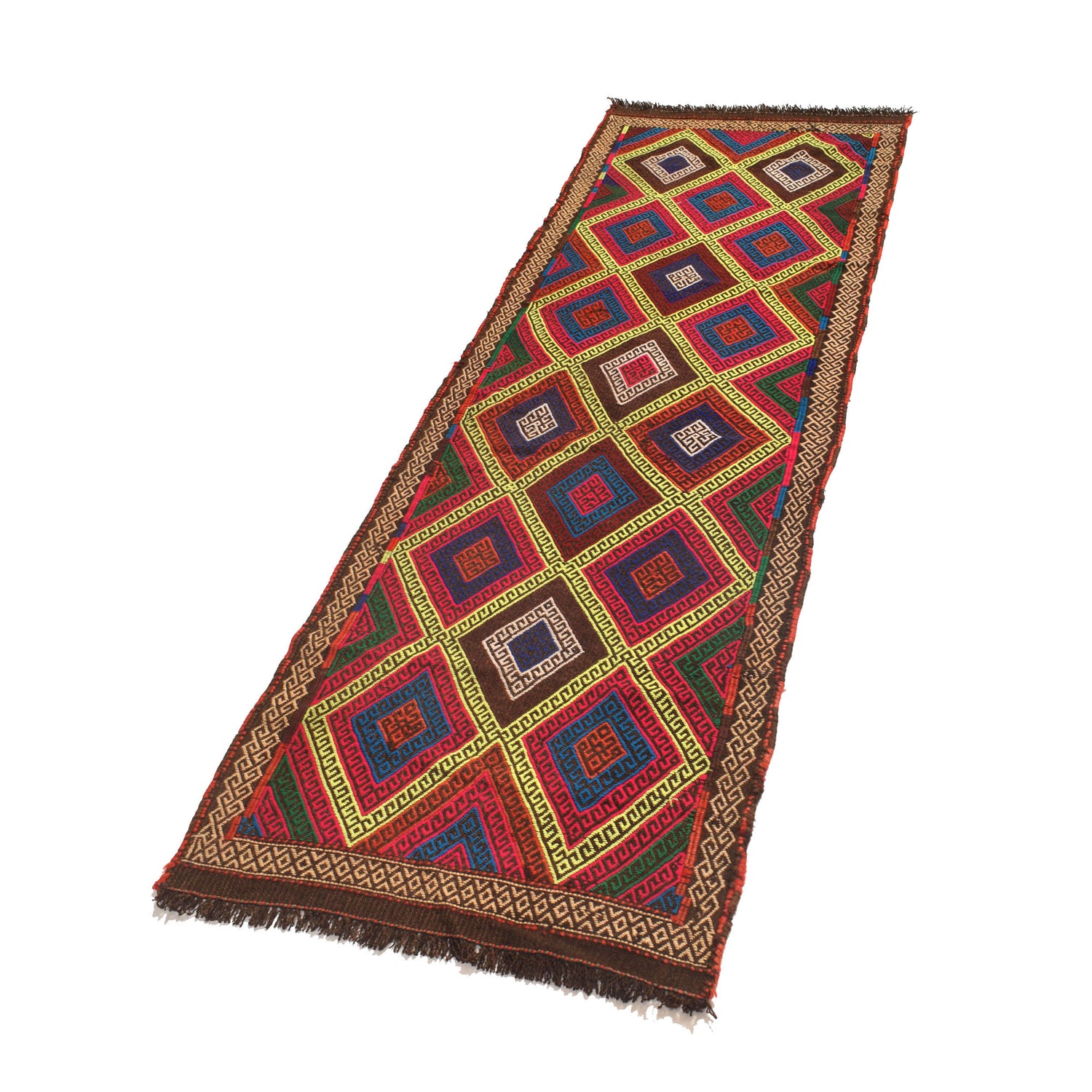 Short Kilim Runner 2' 2" x 6' 7" ft / 65 x 201 cm - No. W17098