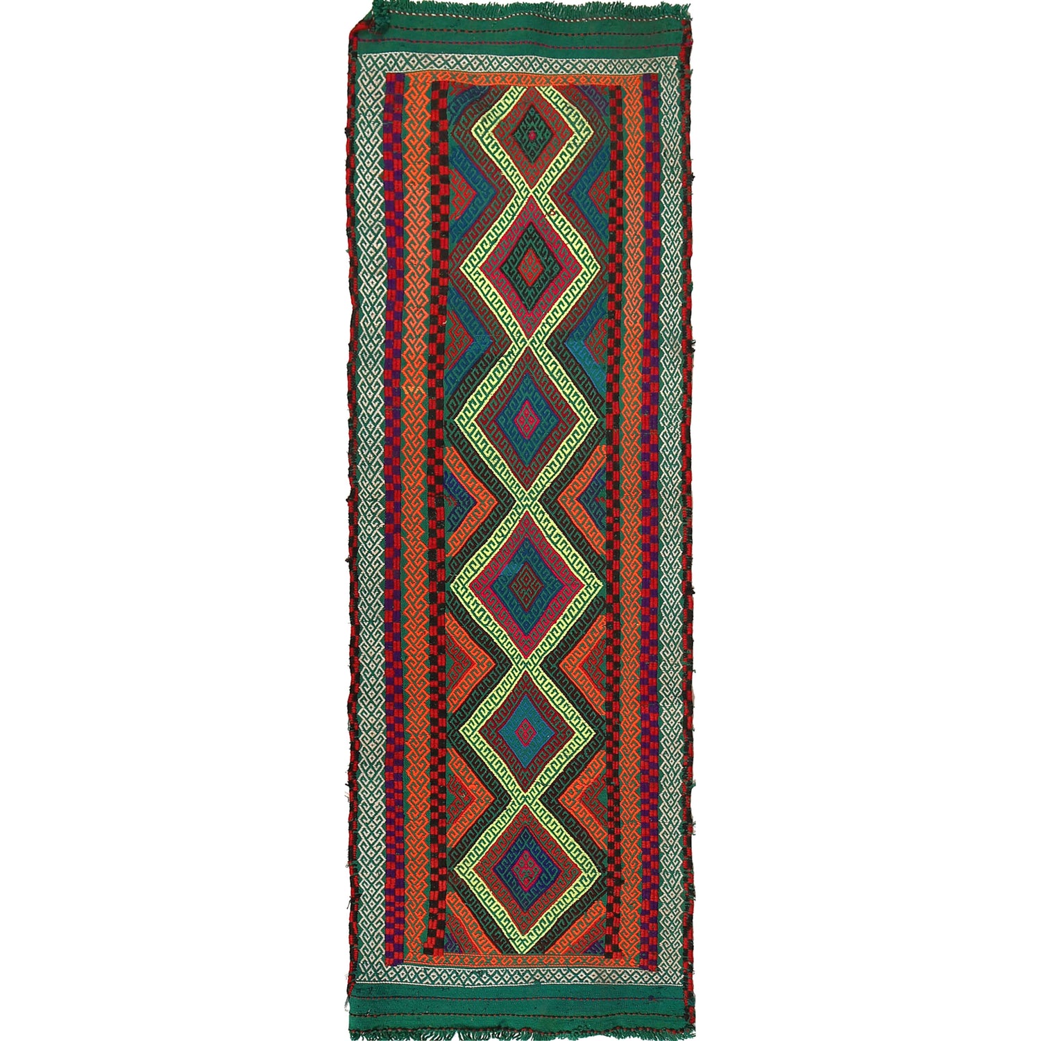 Short Kilim Runner 2' 1" x 6' 9" ft / 64 x 207 cm - No. W17101