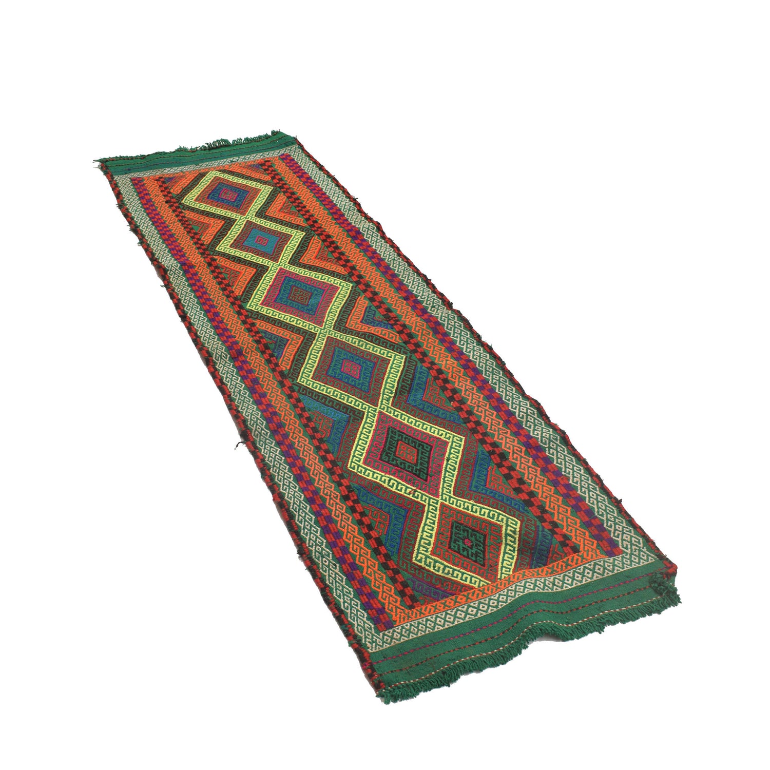 Short Kilim Runner 2' 1" x 6' 9" ft / 64 x 207 cm - No. W17101