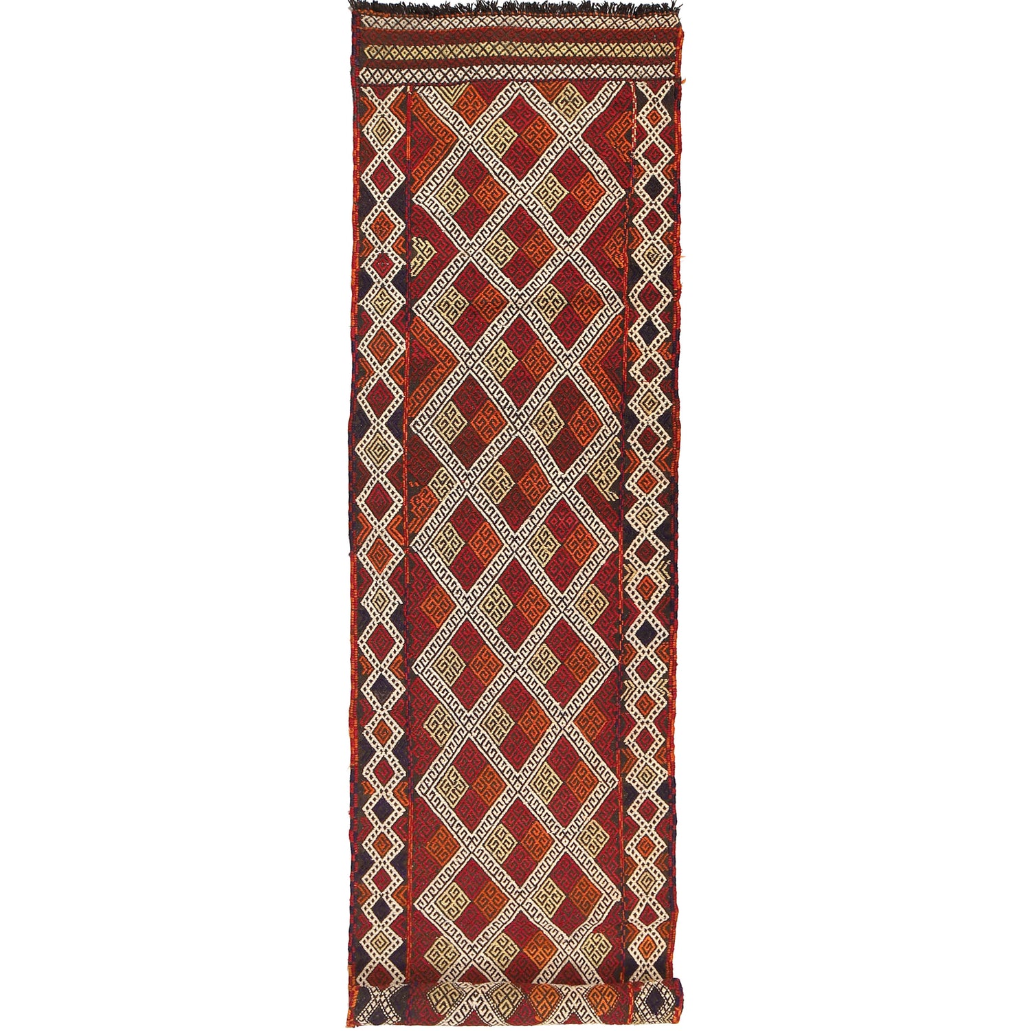 Hand Woven Flat Weave Kilim Runner 2' 4" x 10' 0" ft / 71 x 305 cm - No. W17104